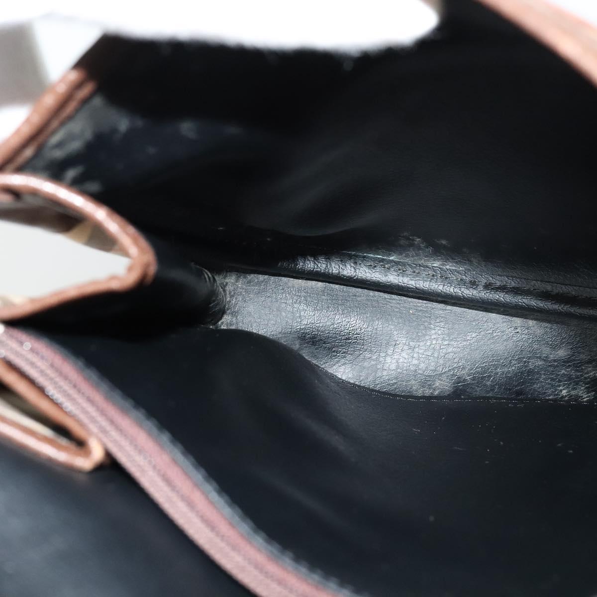 Burberrys Nova Check Shoulder Bag Canvas Beige Gold Auth 117545