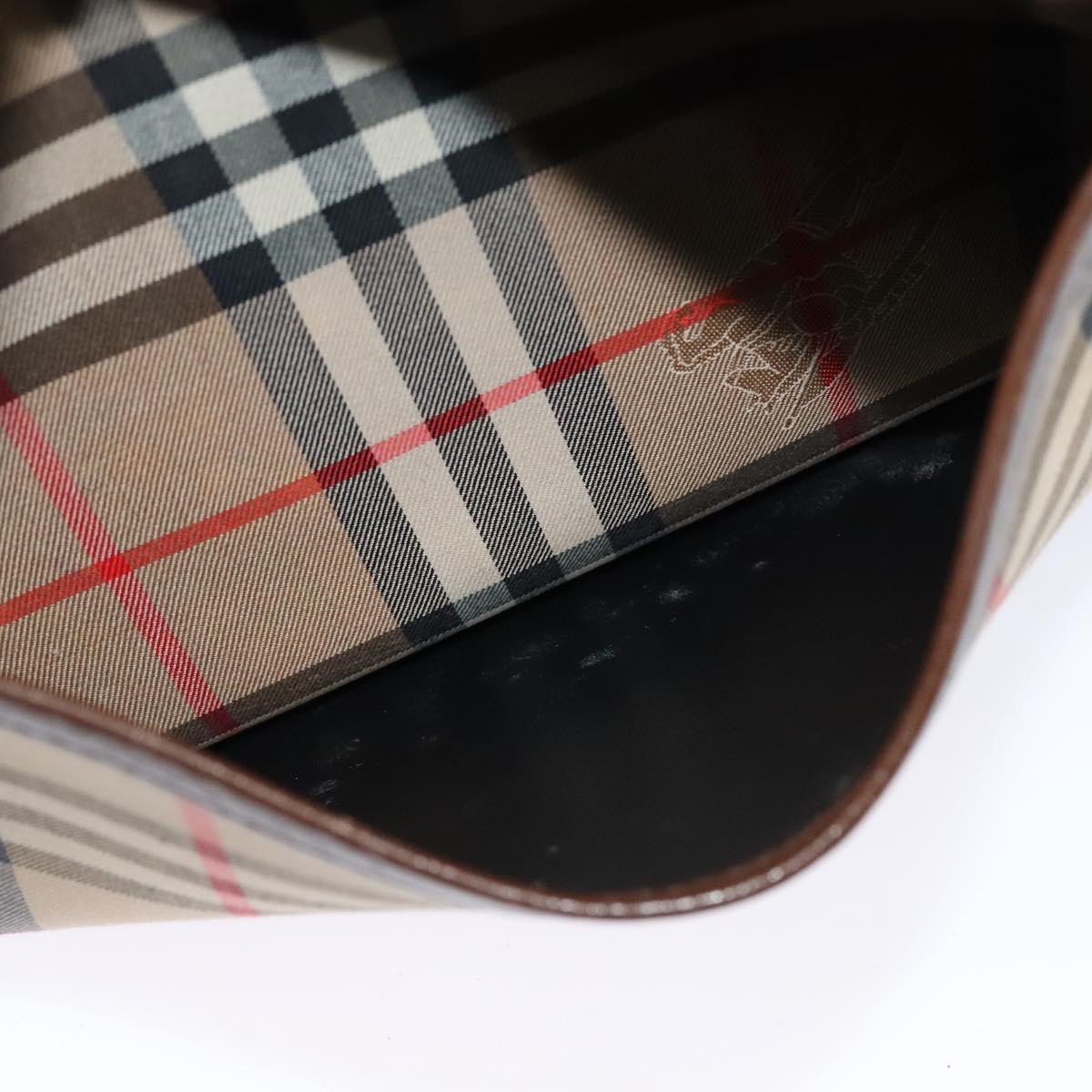 Burberrys Nova Check Shoulder Bag Canvas Beige Gold Auth 117545