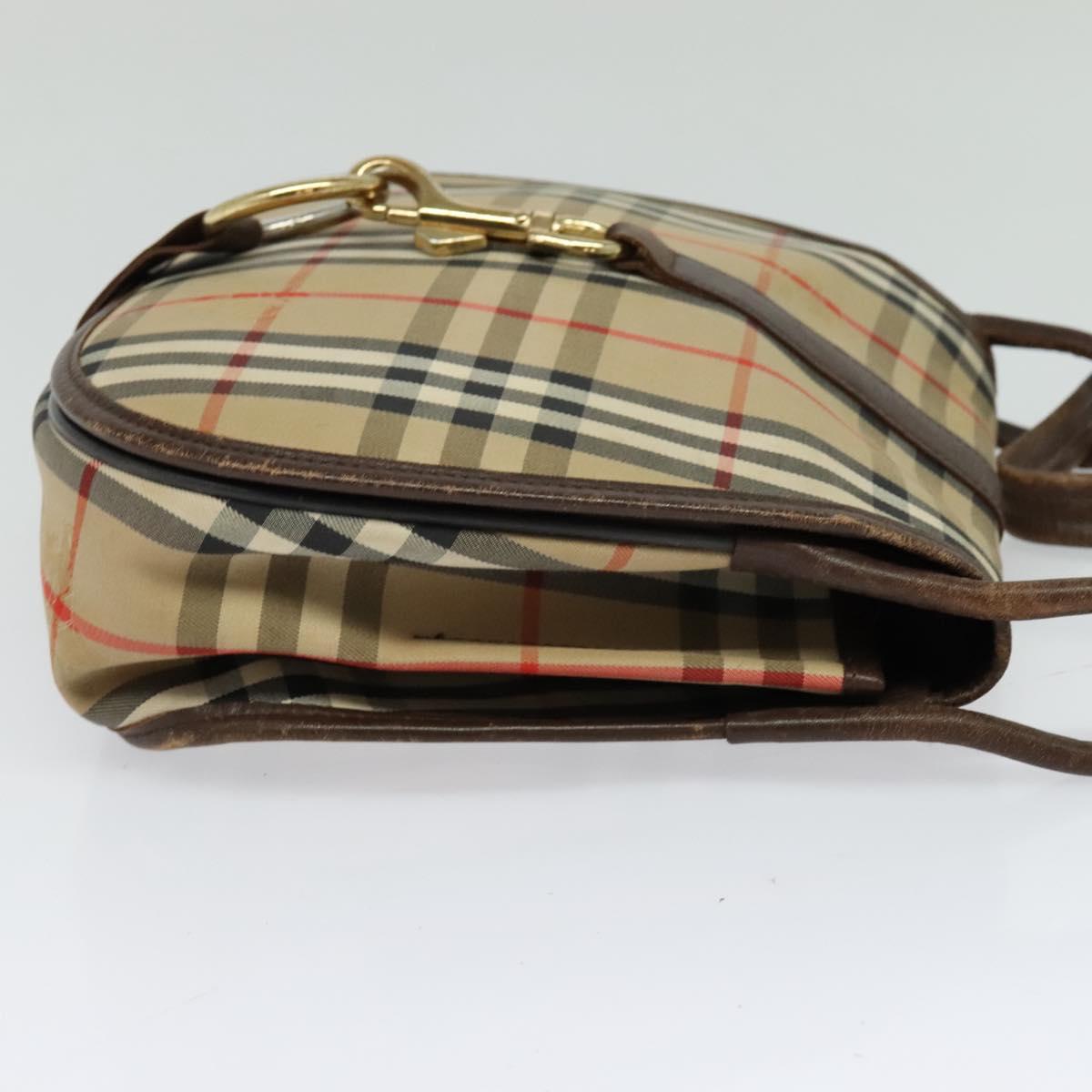 Burberrys Nova Check Shoulder Bag Canvas Beige Gold Auth 117545