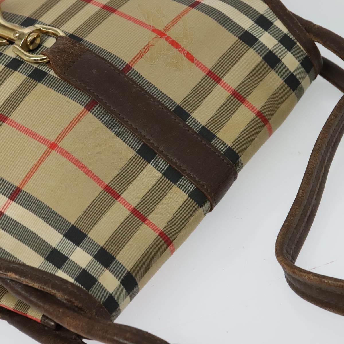 Burberrys Nova Check Shoulder Bag Canvas Beige Gold Auth 117545