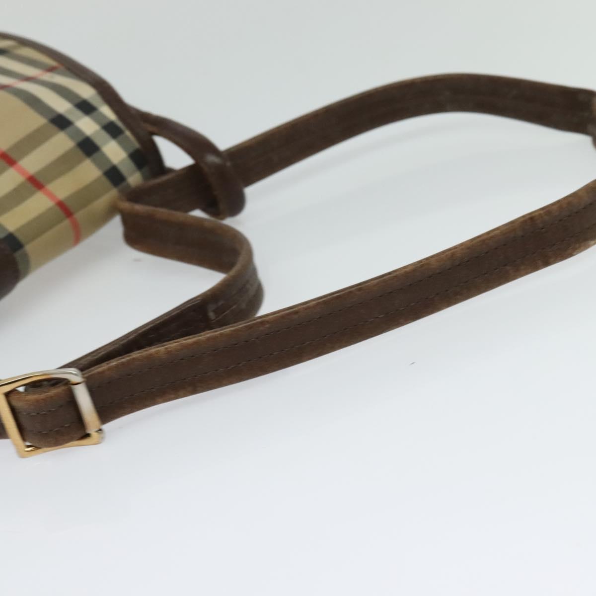 Burberrys Nova Check Shoulder Bag Canvas Beige Gold Auth 117545