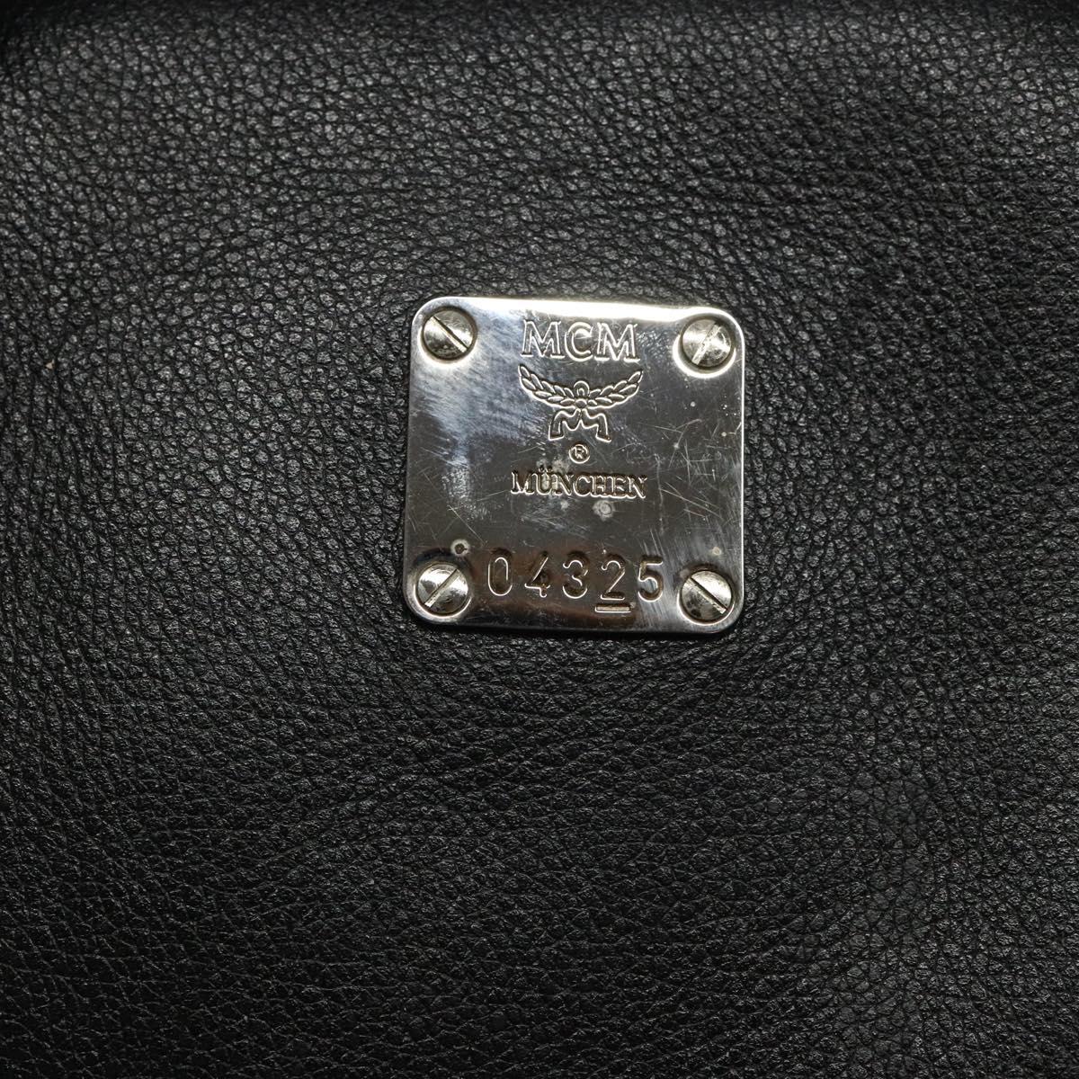MCM Hand Bag Leather Black Silver Auth 117564