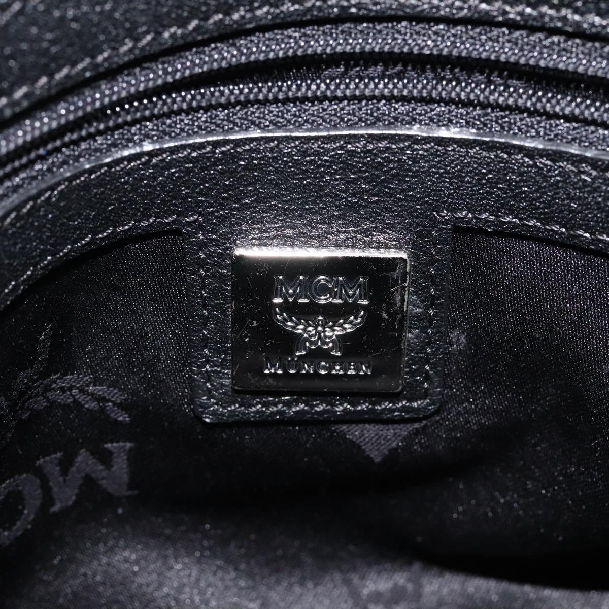 MCM Hand Bag Leather Black Silver Auth 117564