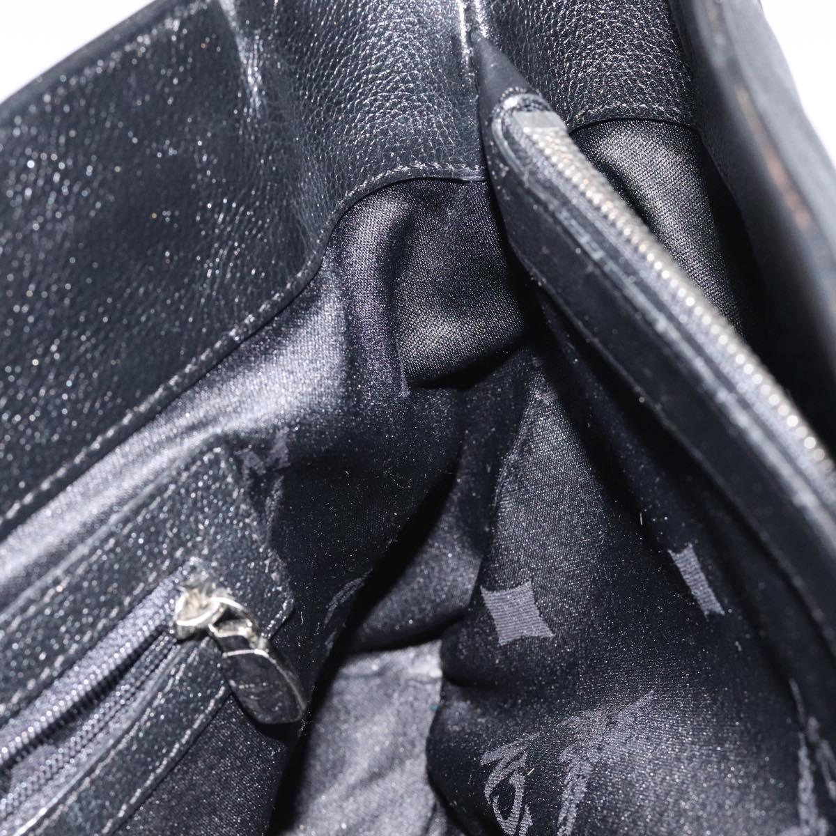 MCM Hand Bag Leather Black Silver Auth 117564