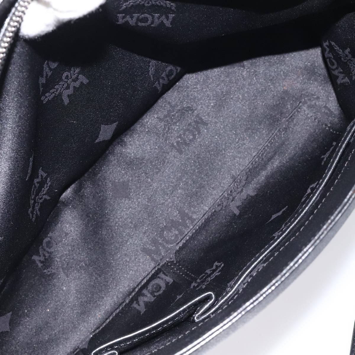 MCM Hand Bag Leather Black Silver Auth 117564