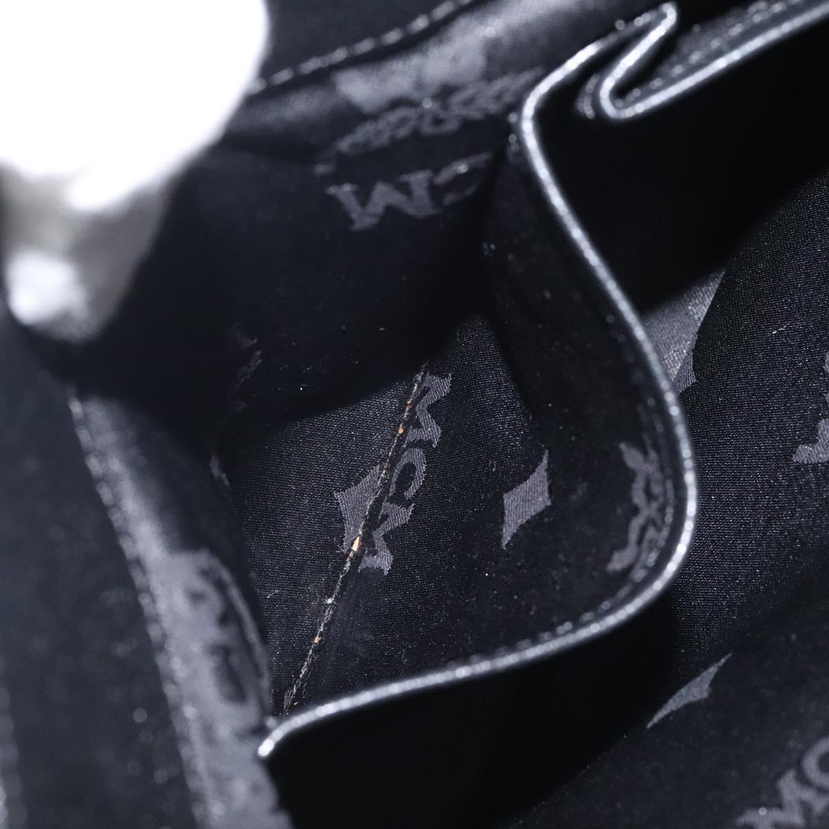 MCM Hand Bag Leather Black Silver Auth 117564