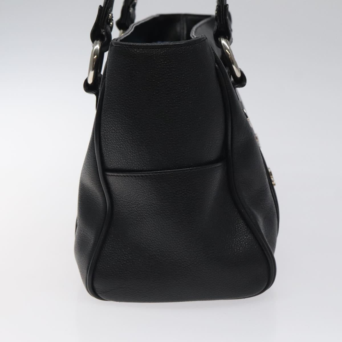 MCM Hand Bag Leather Black Silver Auth 117564