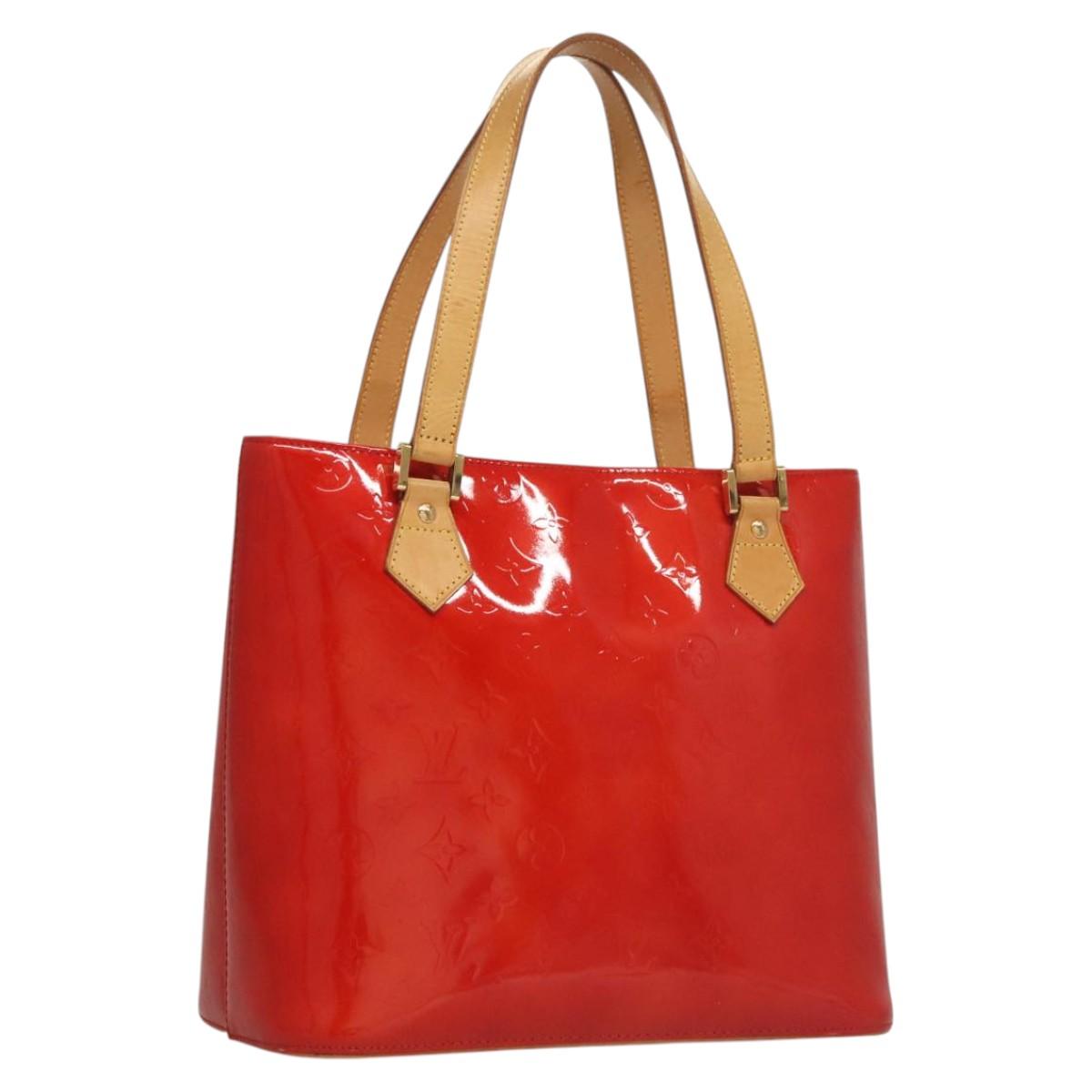 LOUIS VUITTON Monogram Vernis Houston Hand Bag Red M91092 LV Auth 117572