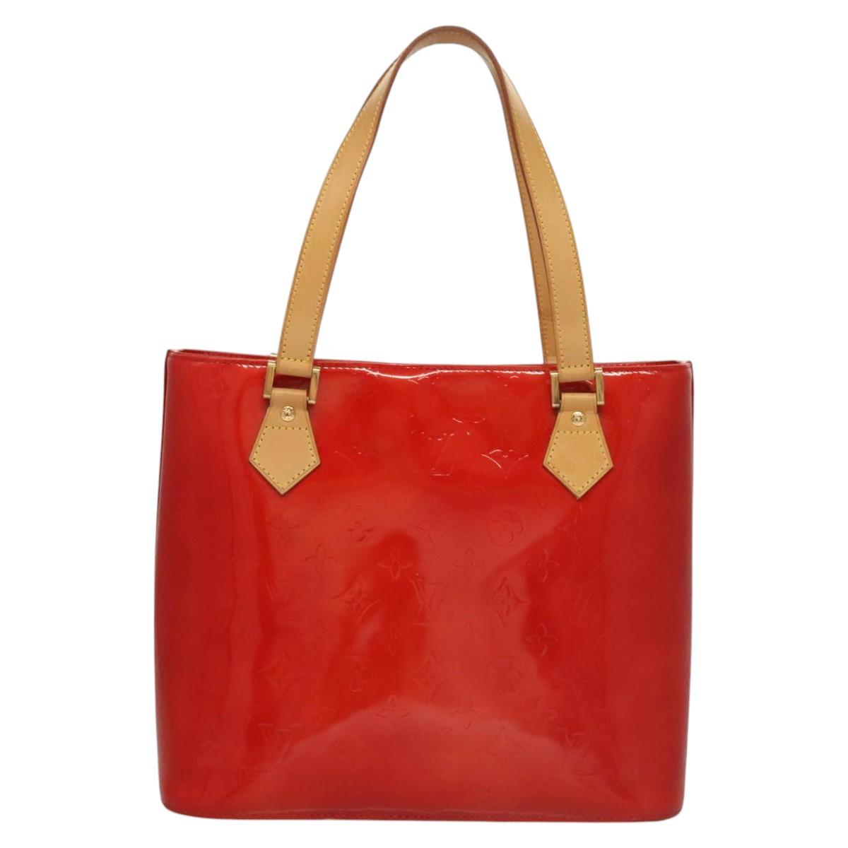 LOUIS VUITTON Monogram Vernis Houston Hand Bag Red M91092 LV Auth 117572