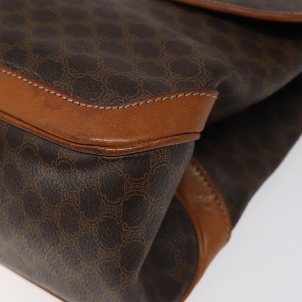 CELINE Macadam Canvas Hand Bag PVC Leather Brown Gold Auth 117574