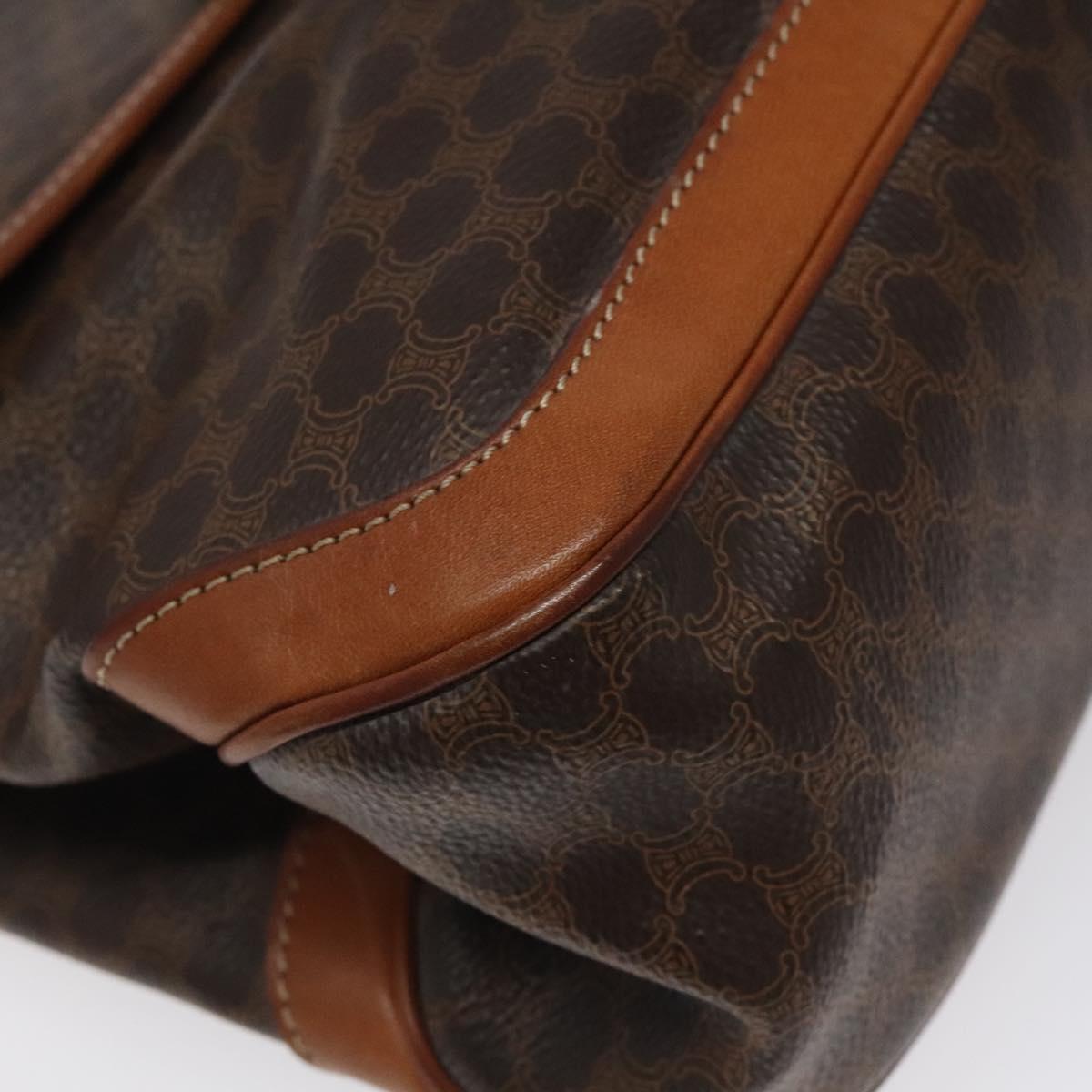CELINE Macadam Canvas Hand Bag PVC Leather Brown Gold Auth 117574