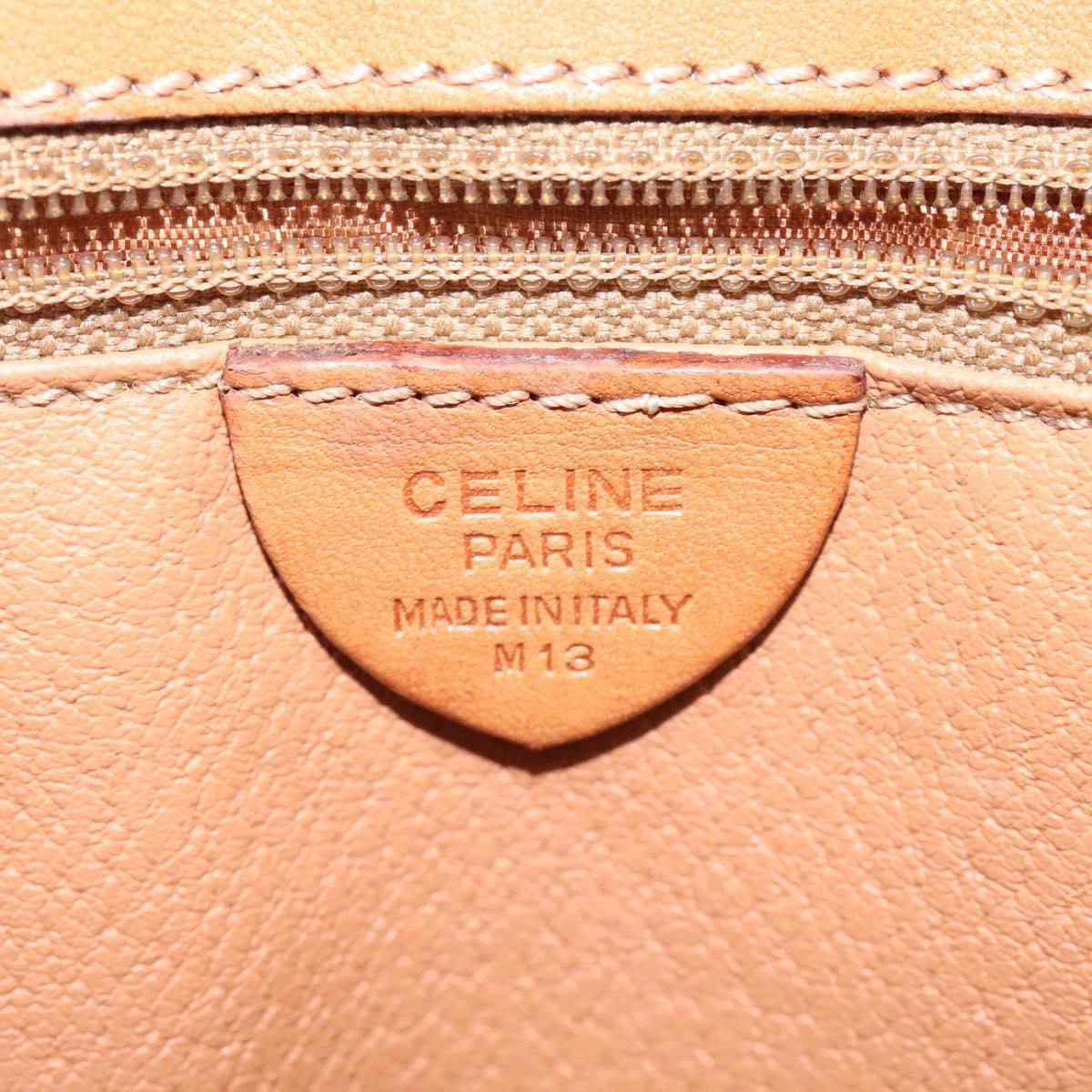 CELINE Macadam Canvas Hand Bag PVC Leather Brown Gold Auth 117574