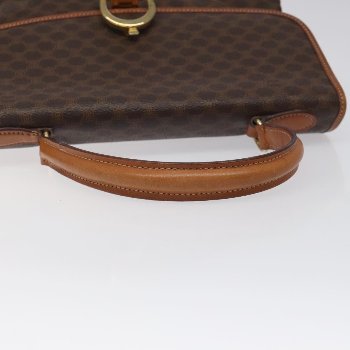 CELINE Macadam Canvas Hand Bag PVC Leather Brown Gold Auth 117574