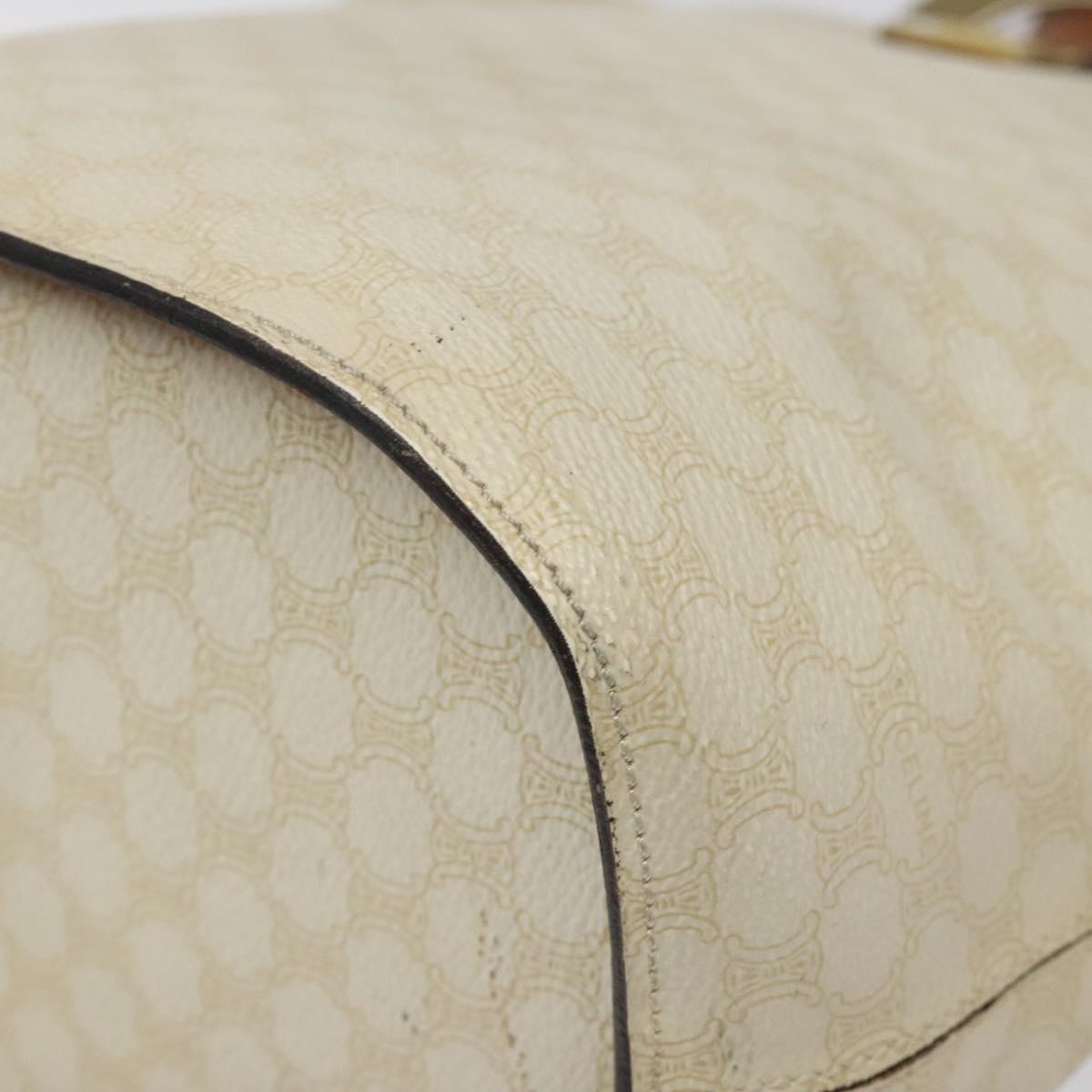 CELINE Macadam Canvas Circle Shoulder Bag PVC Leather White Auth 117579