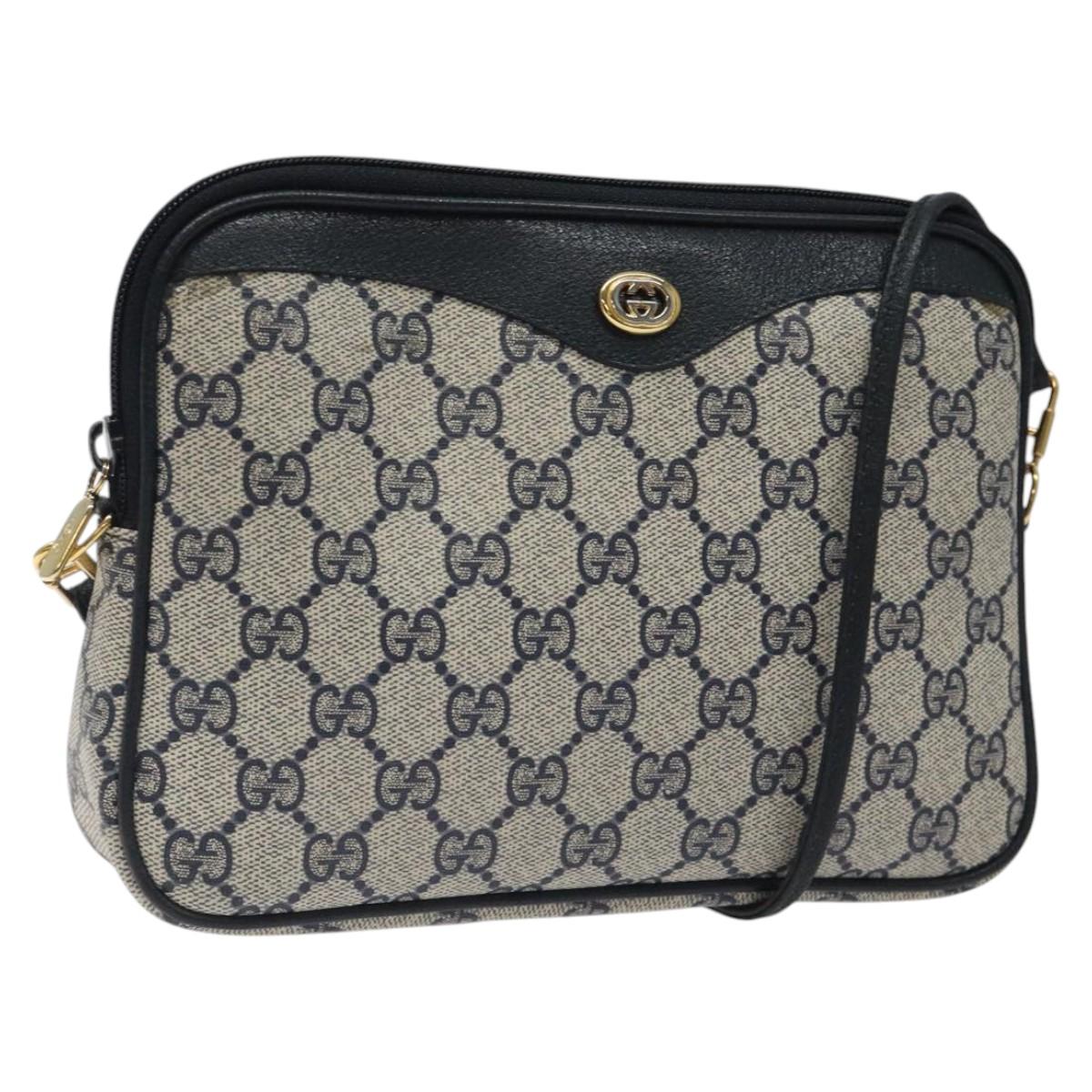 GUCCI GG Supreme Shoulder Bag PVC Navy Gold 97 02 068 Auth 117580