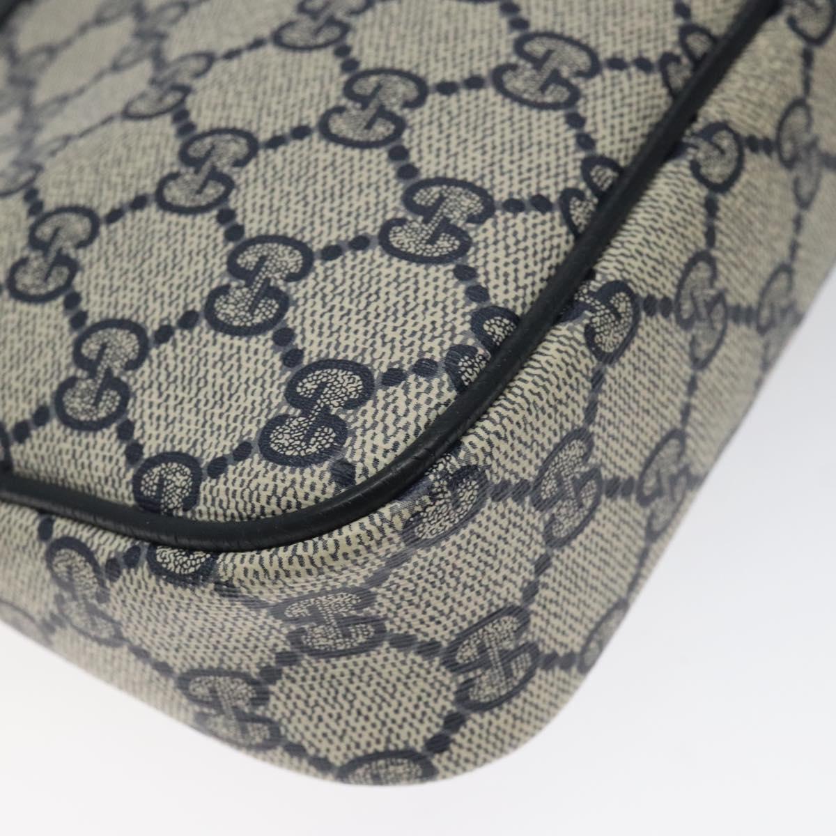 GUCCI GG Supreme Shoulder Bag PVC Navy Gold 97 02 068 Auth 117580