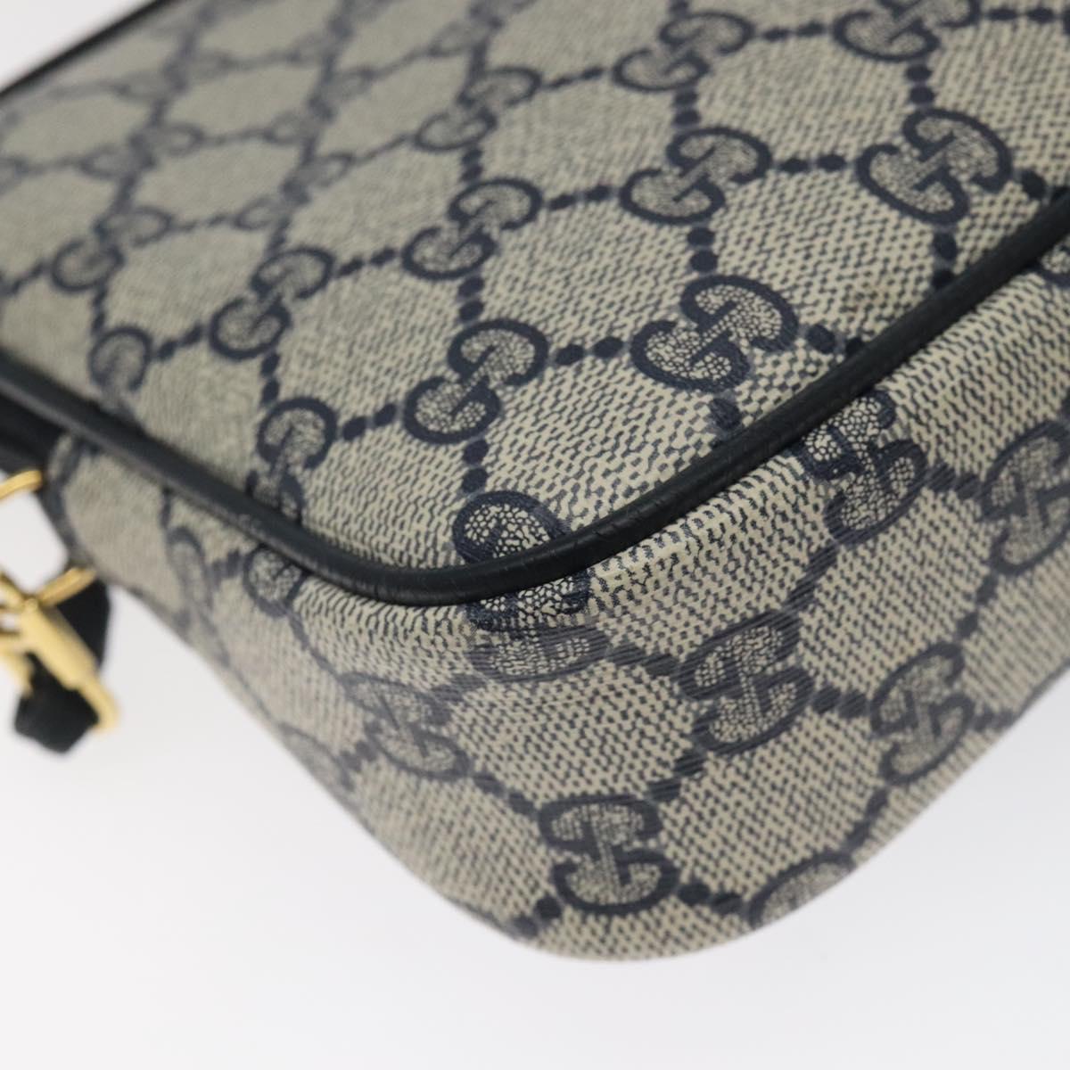 GUCCI GG Supreme Shoulder Bag PVC Navy Gold 97 02 068 Auth 117580