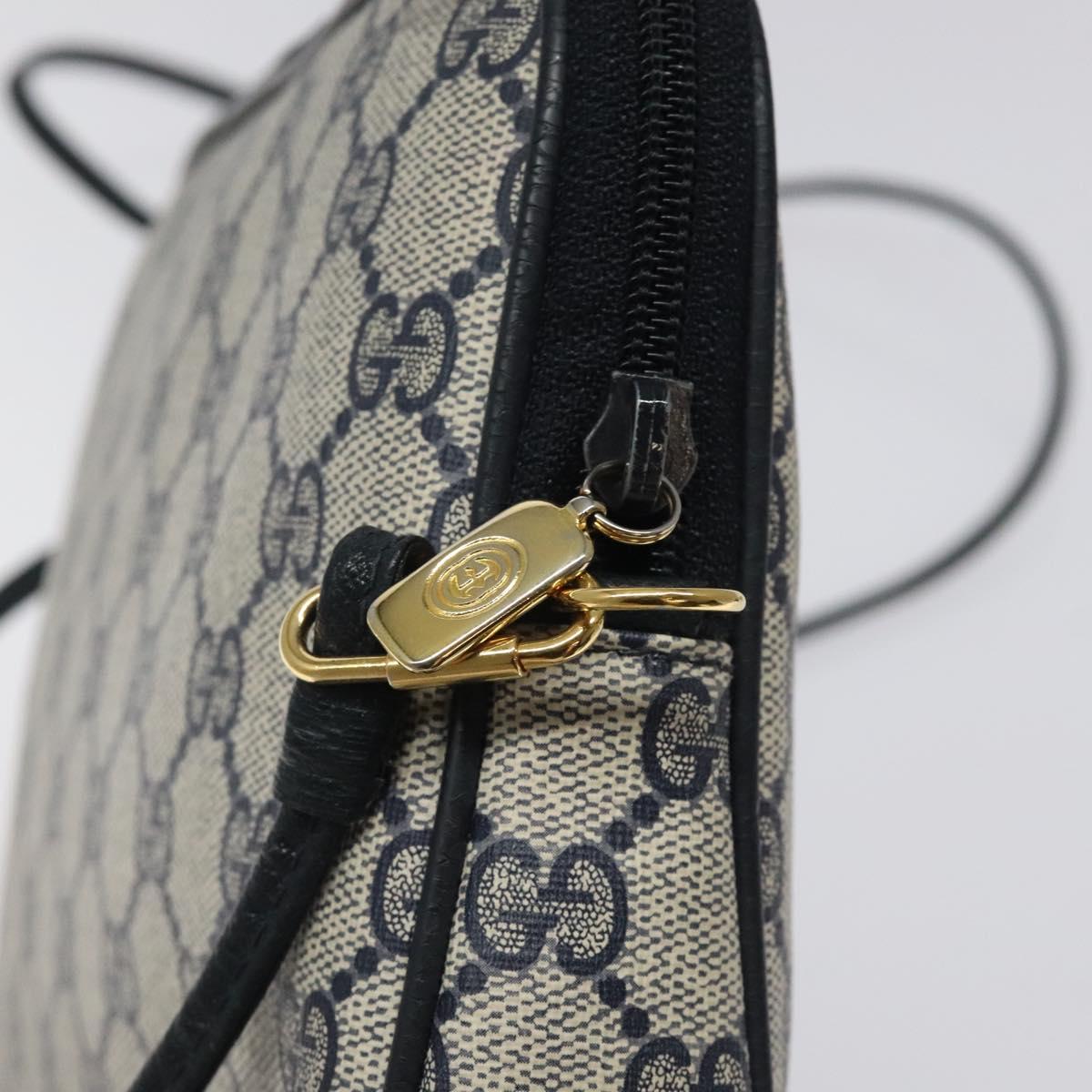 GUCCI GG Supreme Shoulder Bag PVC Navy Gold 97 02 068 Auth 117580