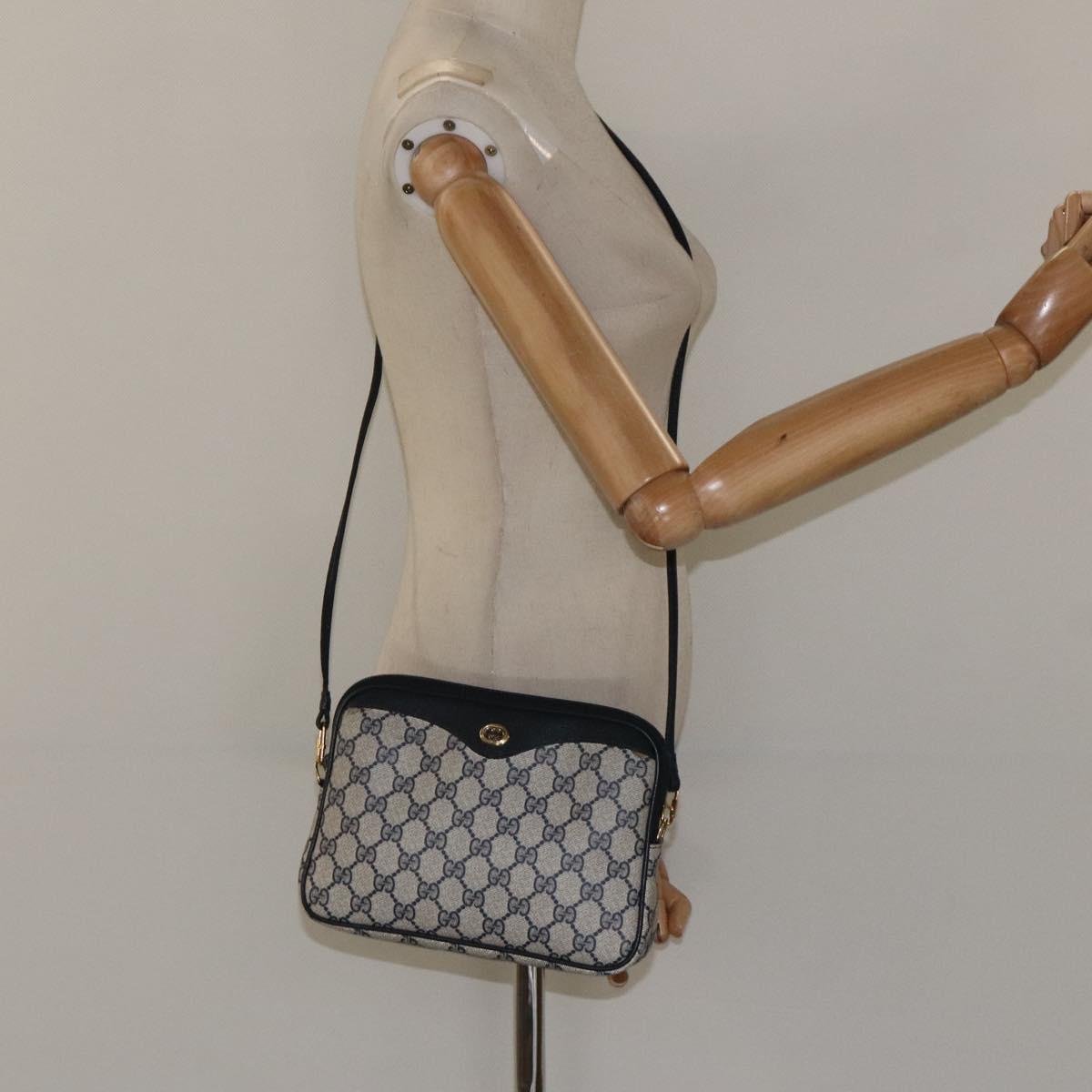 GUCCI GG Supreme Shoulder Bag PVC Navy Gold 97 02 068 Auth 117580