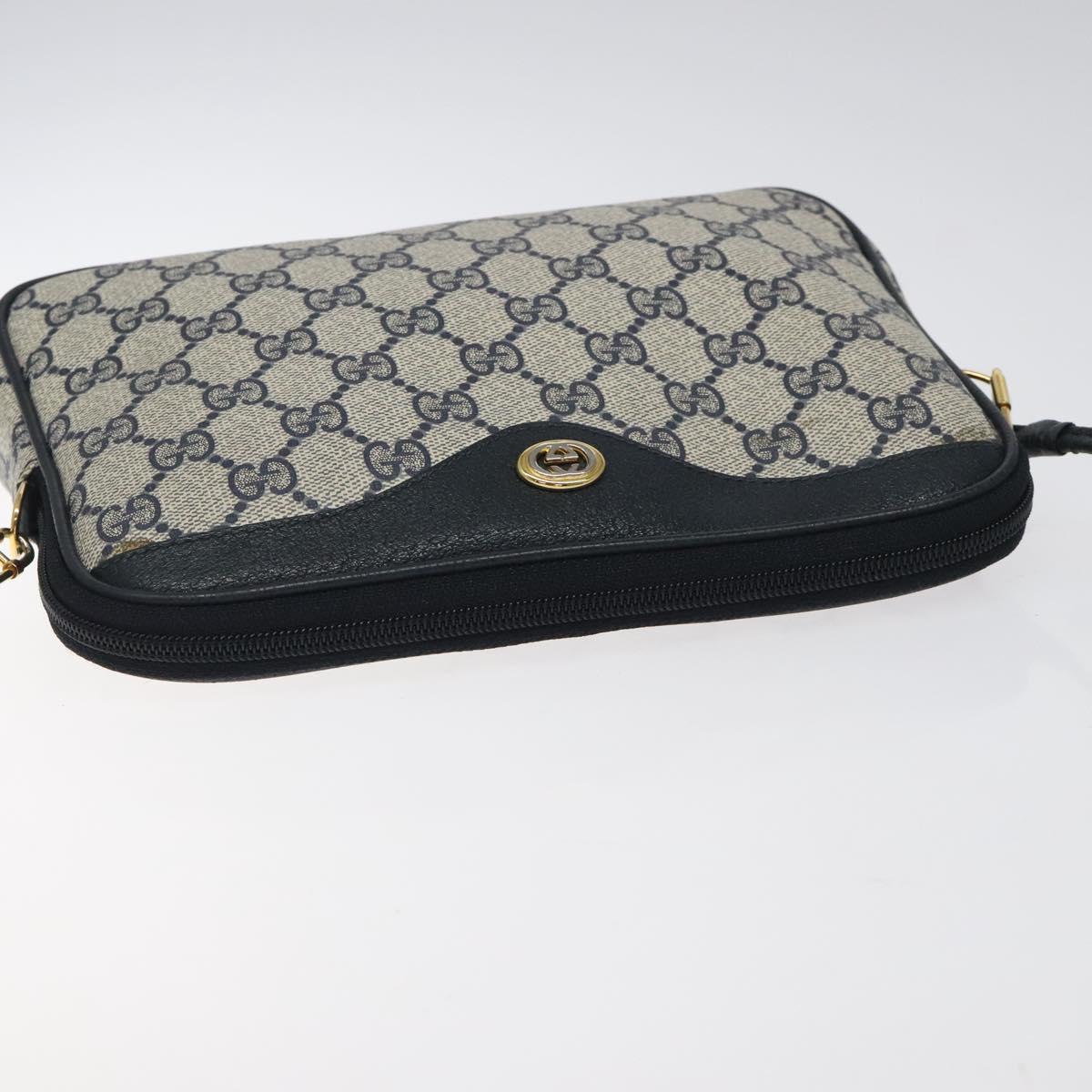 GUCCI GG Supreme Shoulder Bag PVC Navy Gold 97 02 068 Auth 117580