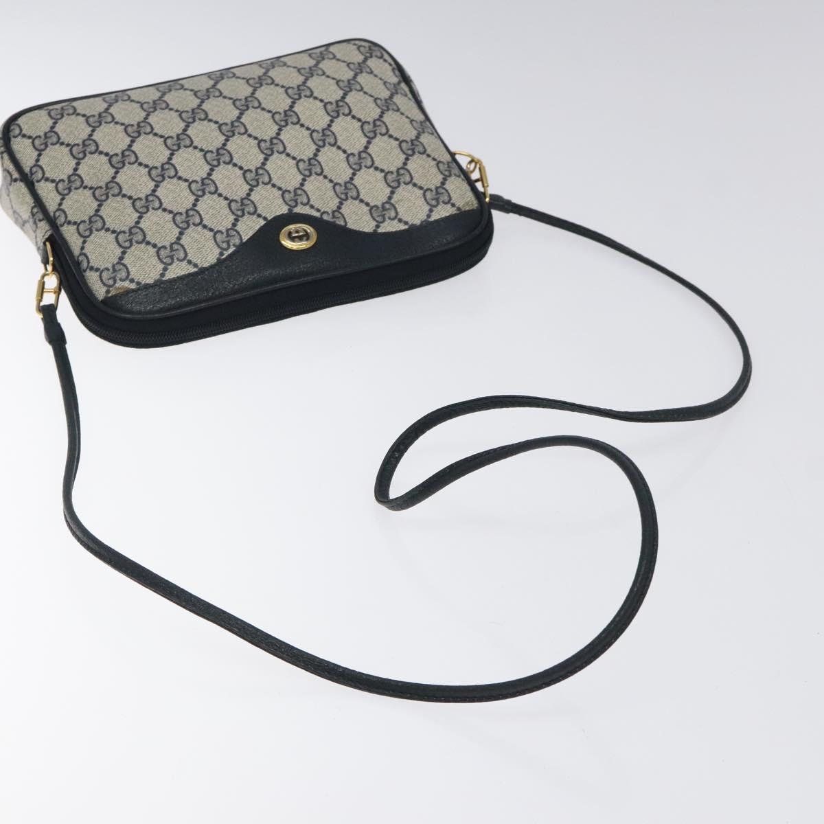 GUCCI GG Supreme Shoulder Bag PVC Navy Gold 97 02 068 Auth 117580