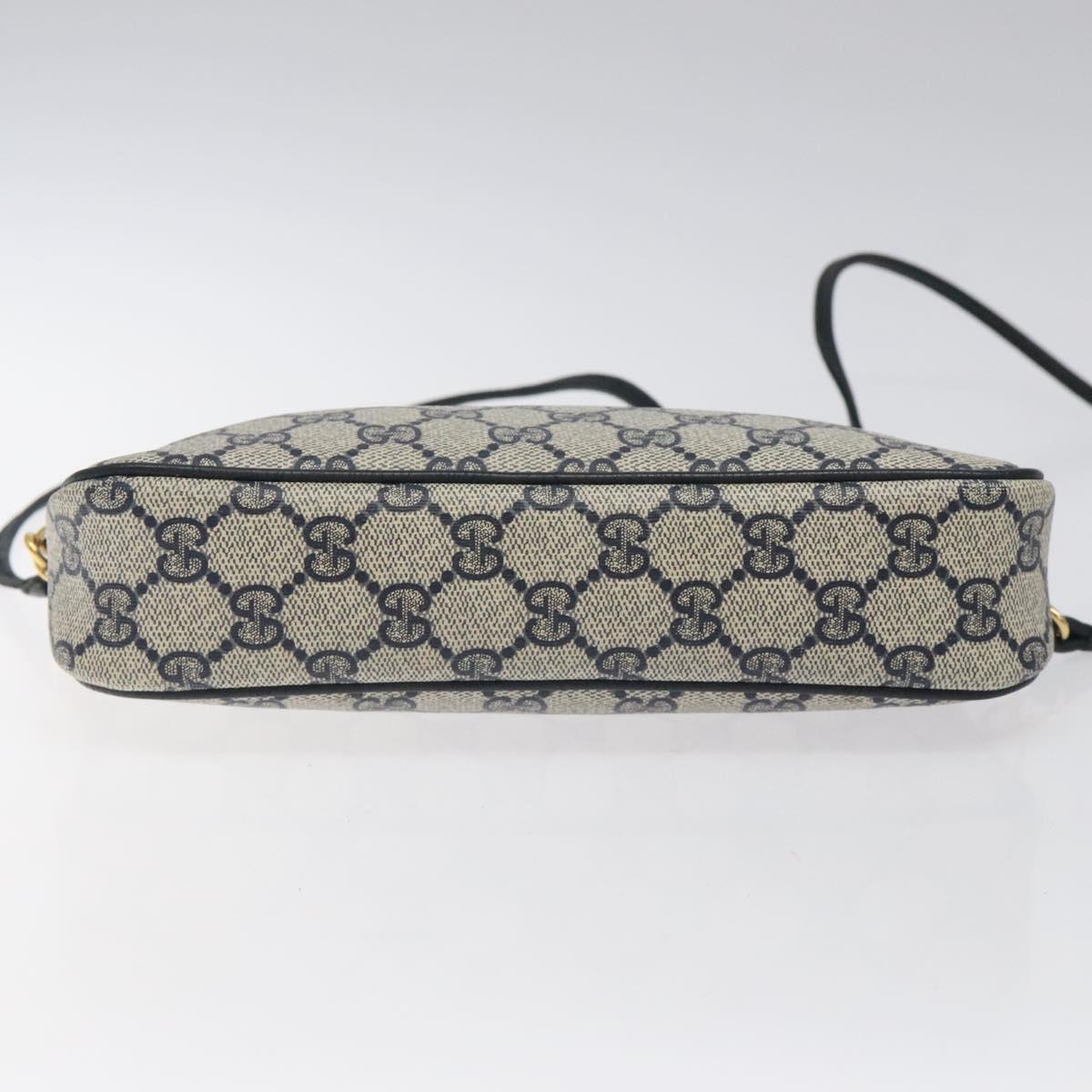 GUCCI GG Supreme Shoulder Bag PVC Navy Gold 97 02 068 Auth 117580