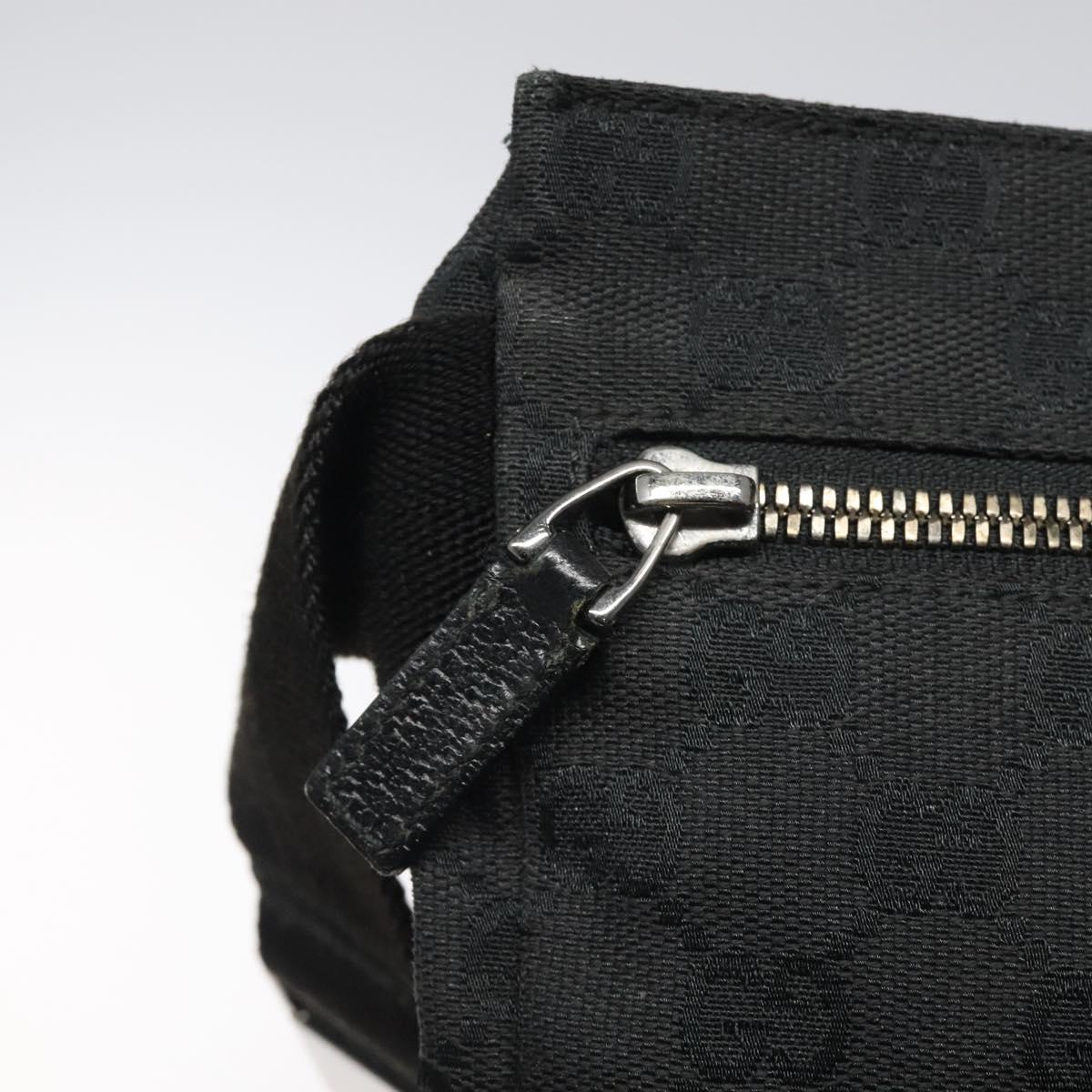 GUCCI GG Canvas Waist bag Black Silver 28566 Auth 117582