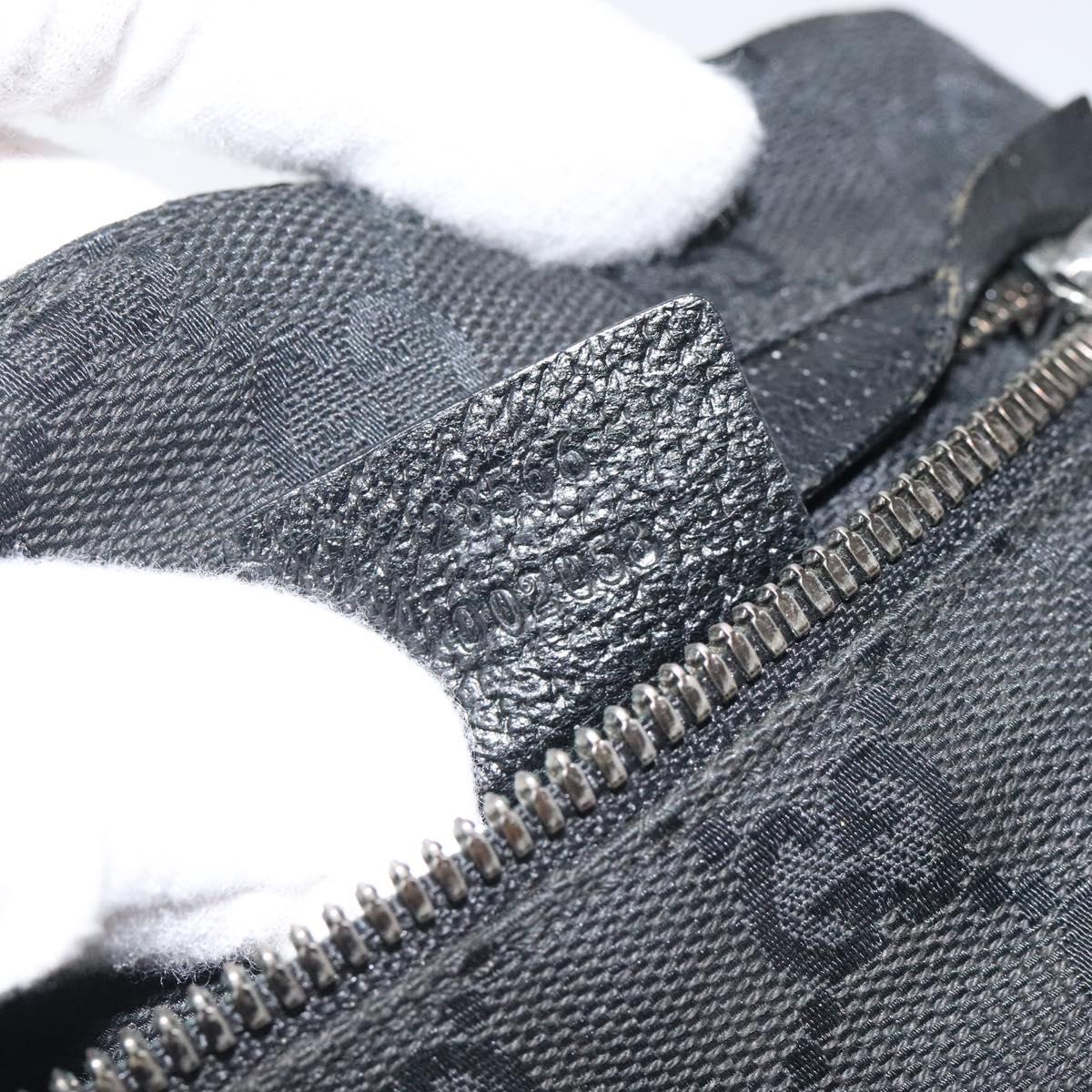 GUCCI GG Canvas Waist bag Black Silver 28566 Auth 117582