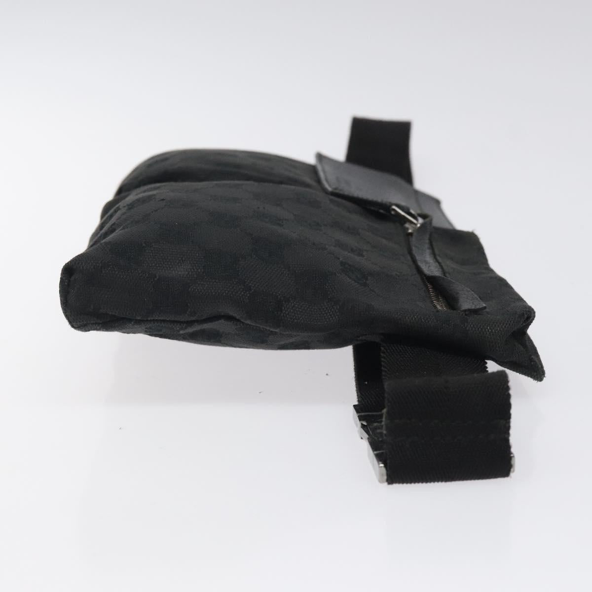 GUCCI GG Canvas Waist bag Black Silver 28566 Auth 117582