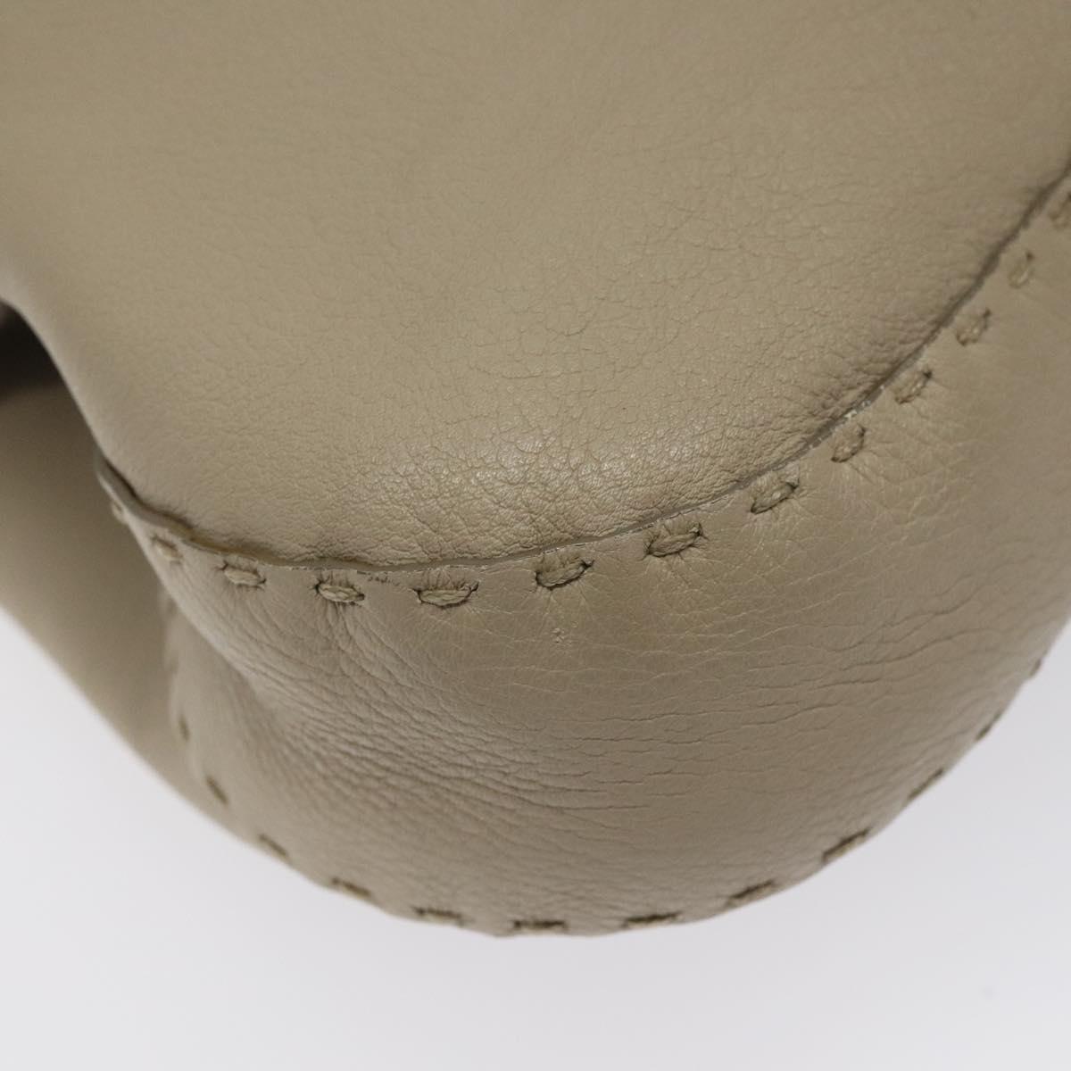 FENDI Celeria Tote Bag Leather Beige Auth 117585