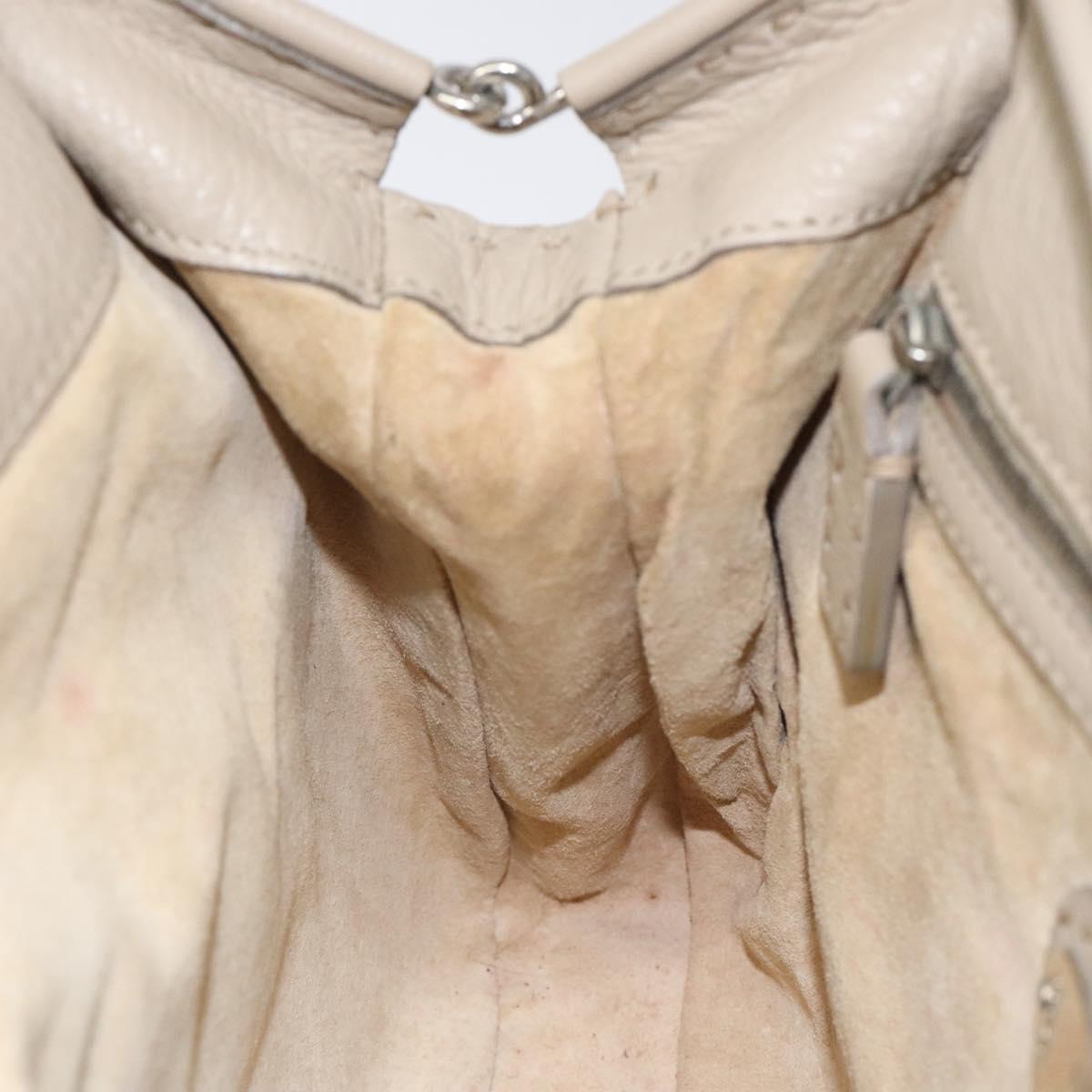 FENDI Celeria Tote Bag Leather Beige Auth 117585