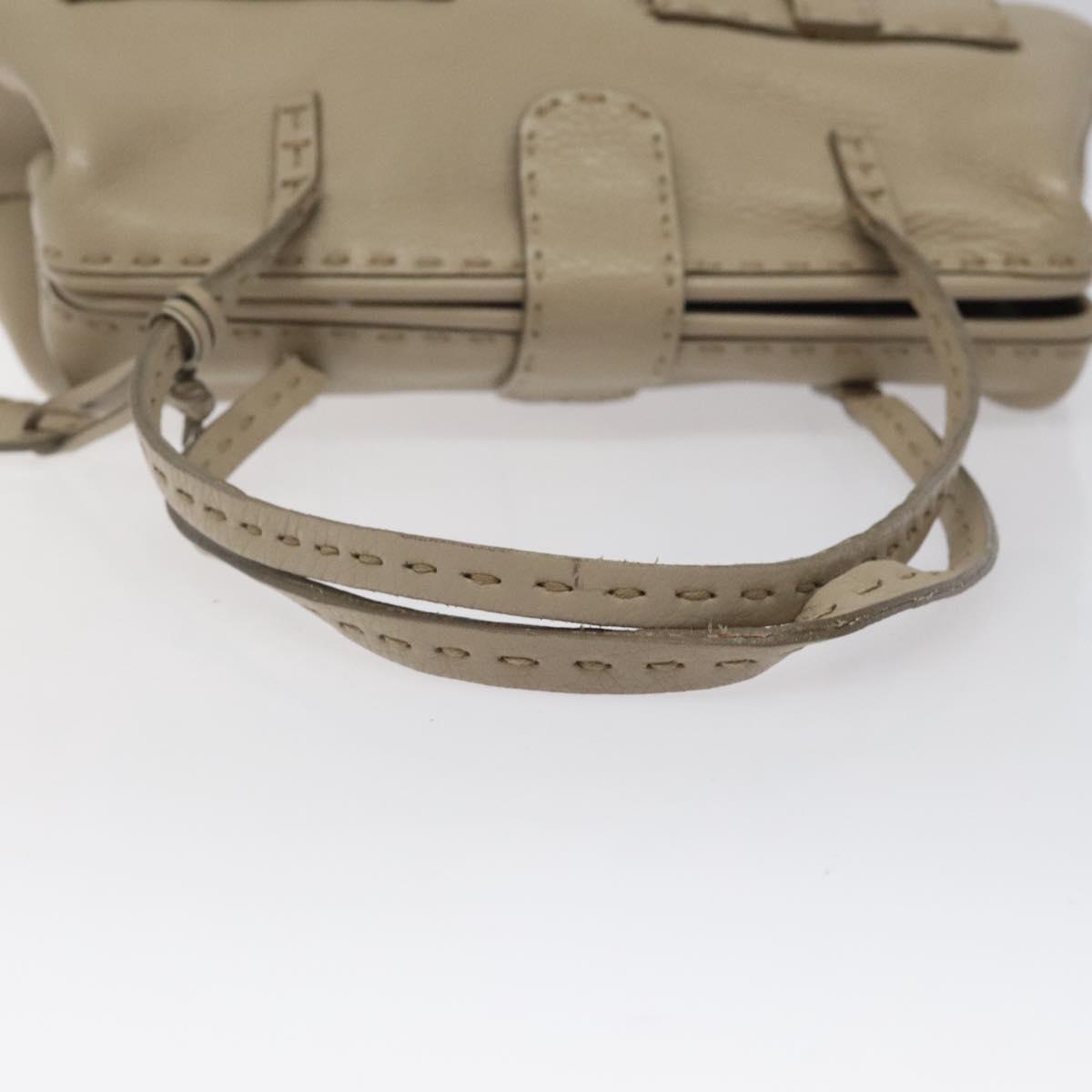 FENDI Celeria Tote Bag Leather Beige Auth 117585