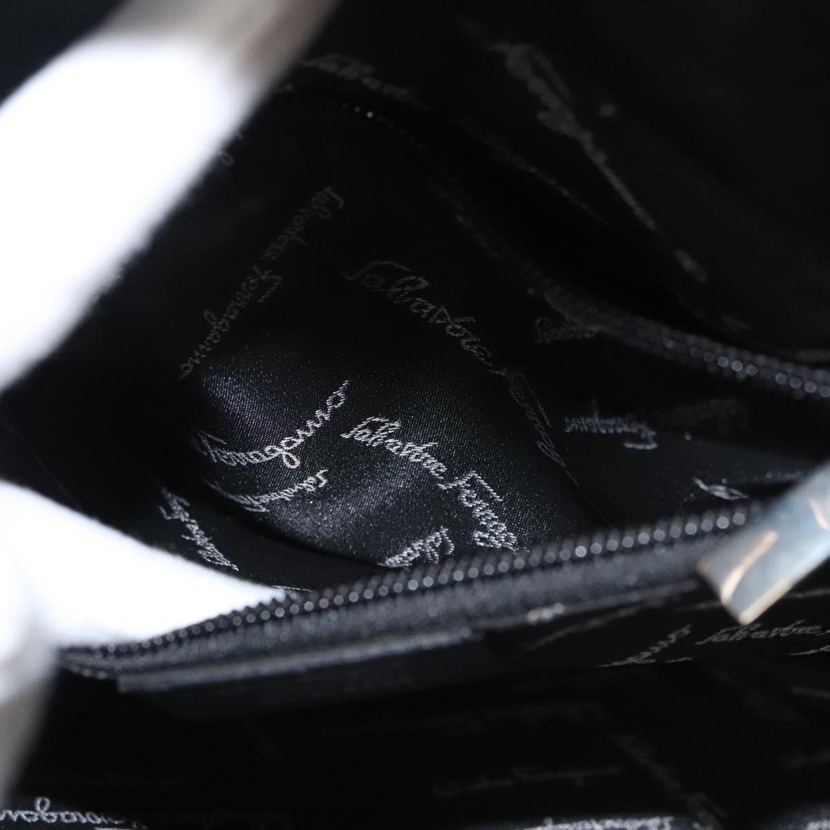 Salvatore Ferragamo Gancini Hand Bag Leather Black Silver Auth 117589