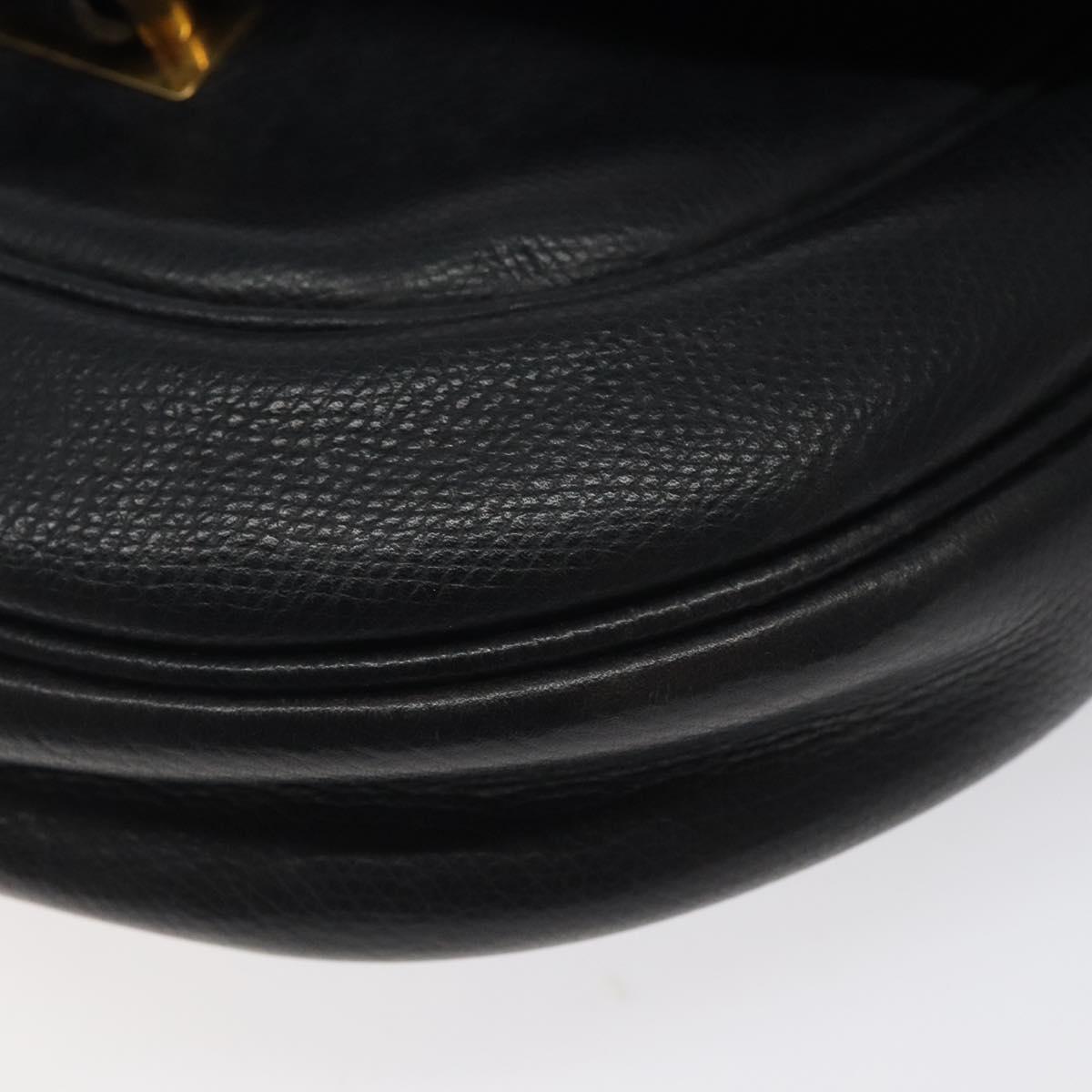 LOEWE Anagram Shoulder Bag Leather Black Gold Auth 117596