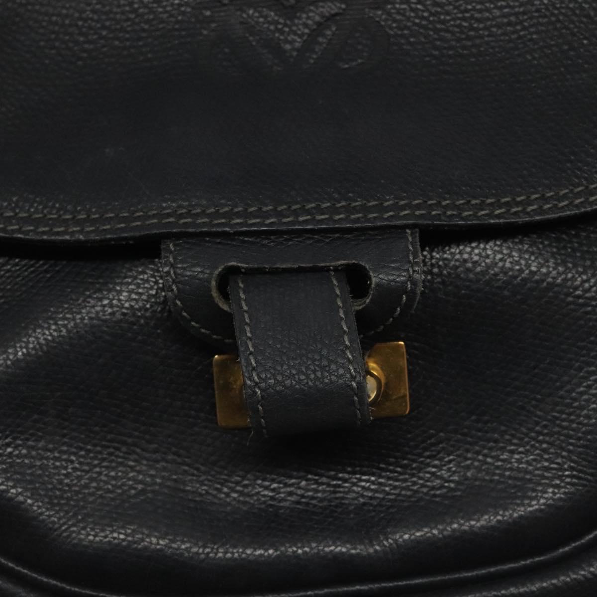 LOEWE Anagram Shoulder Bag Leather Black Gold Auth 117596