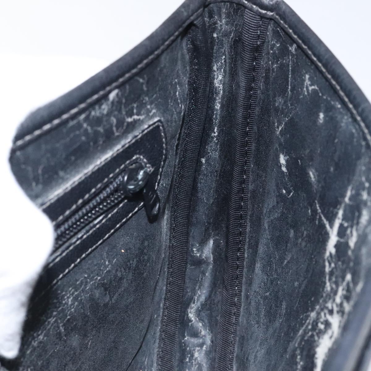 LOEWE Anagram Shoulder Bag Leather Black Gold Auth 117596