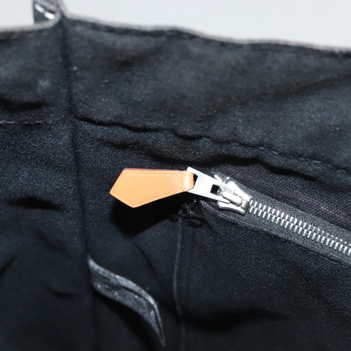 HERMES Deauville MM Tote Bag Canvas Black Silver Auth 117605