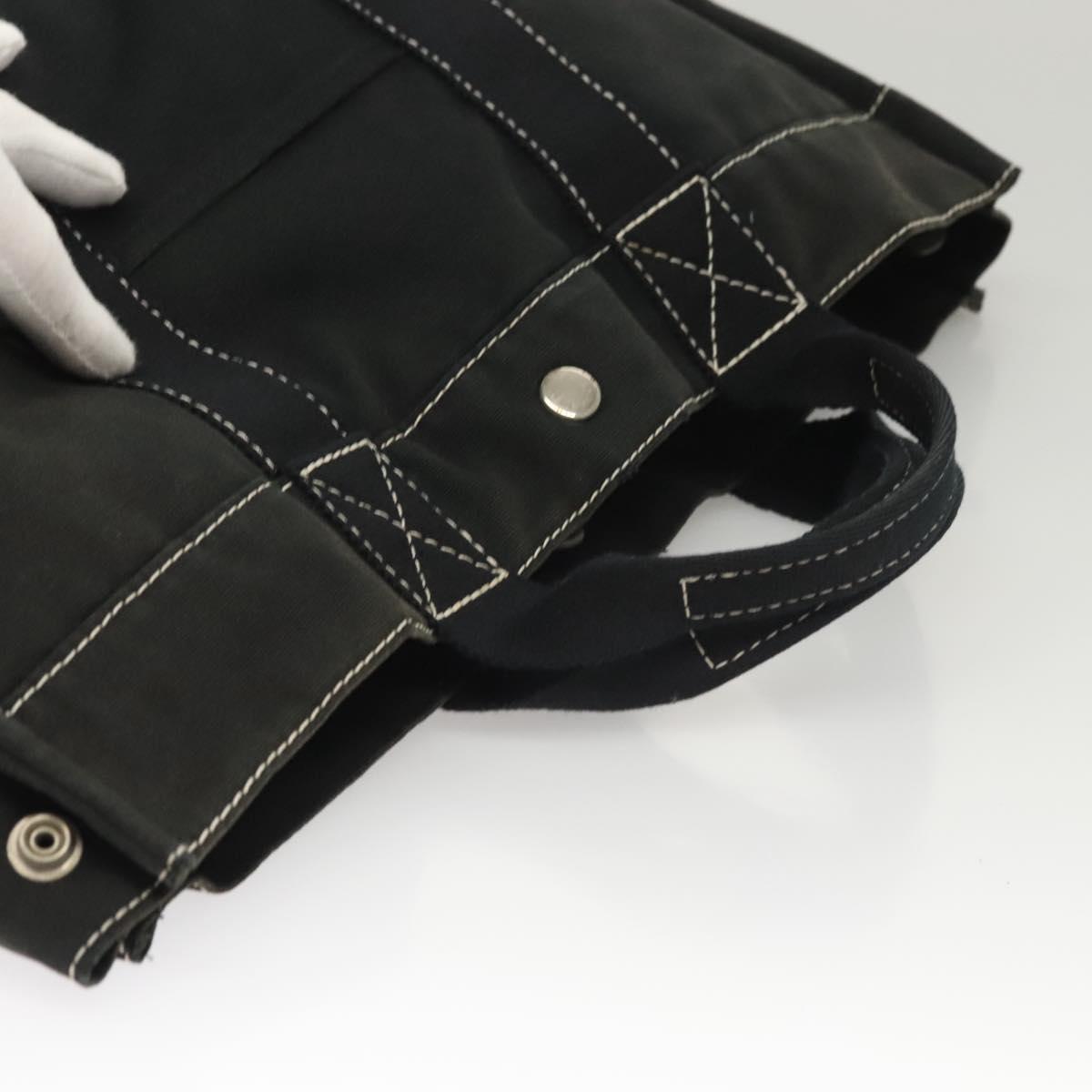 HERMES Deauville MM Tote Bag Canvas Black Silver Auth 117605