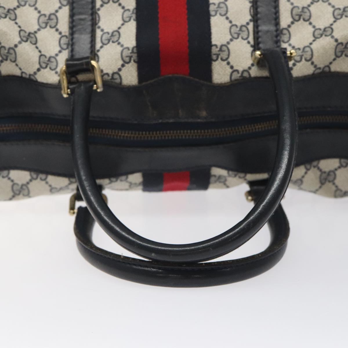 GUCCI GG Supreme Sherry Line Hand Bag PVC Old model Navy Red Auth 117607