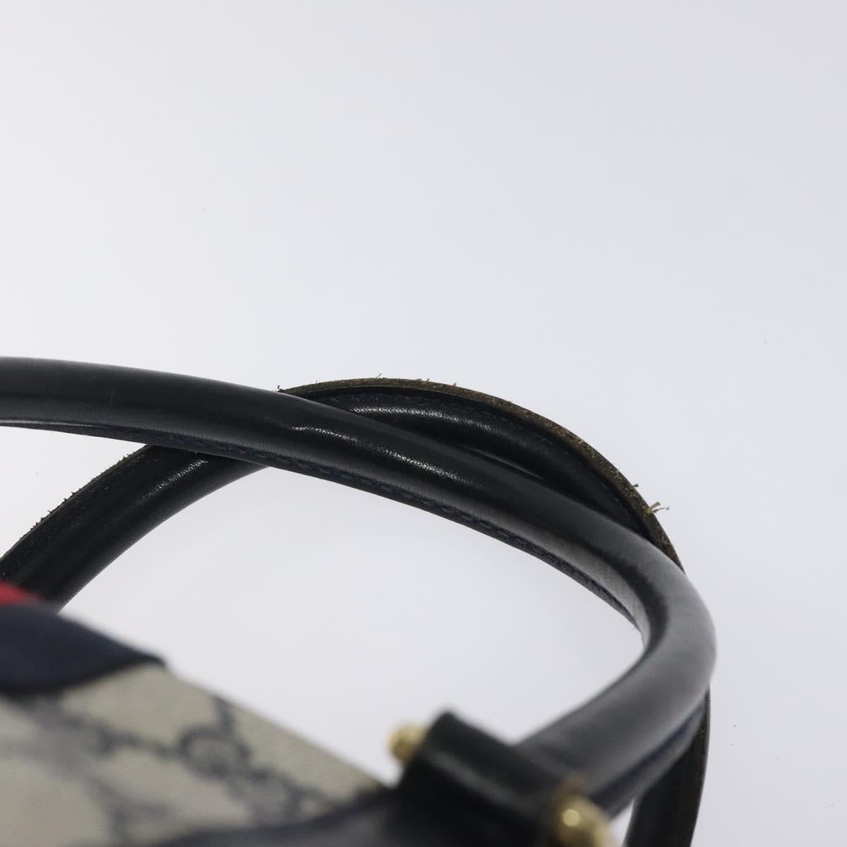 GUCCI GG Supreme Sherry Line Hand Bag PVC Old model Navy Red Auth 117607