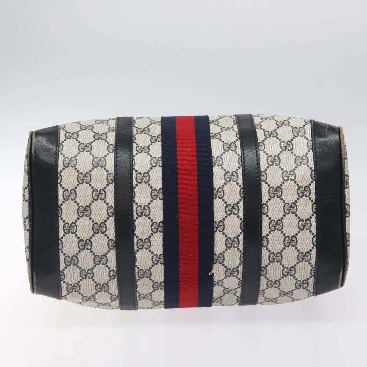 GUCCI GG Supreme Sherry Line Hand Bag PVC Old model Navy Red Auth 117607