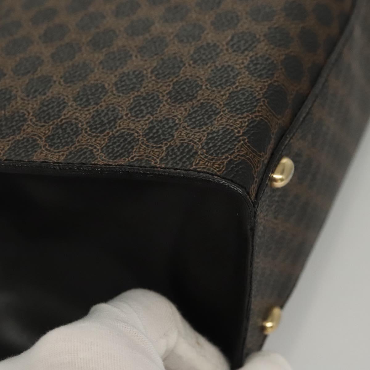 CELINE Macadam Canvas Hand Bag PVC Leather Brown Gold Auth 117630