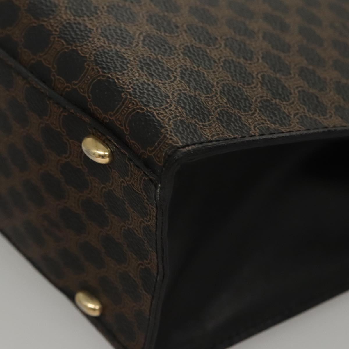 CELINE Macadam Canvas Hand Bag PVC Leather Brown Gold Auth 117630