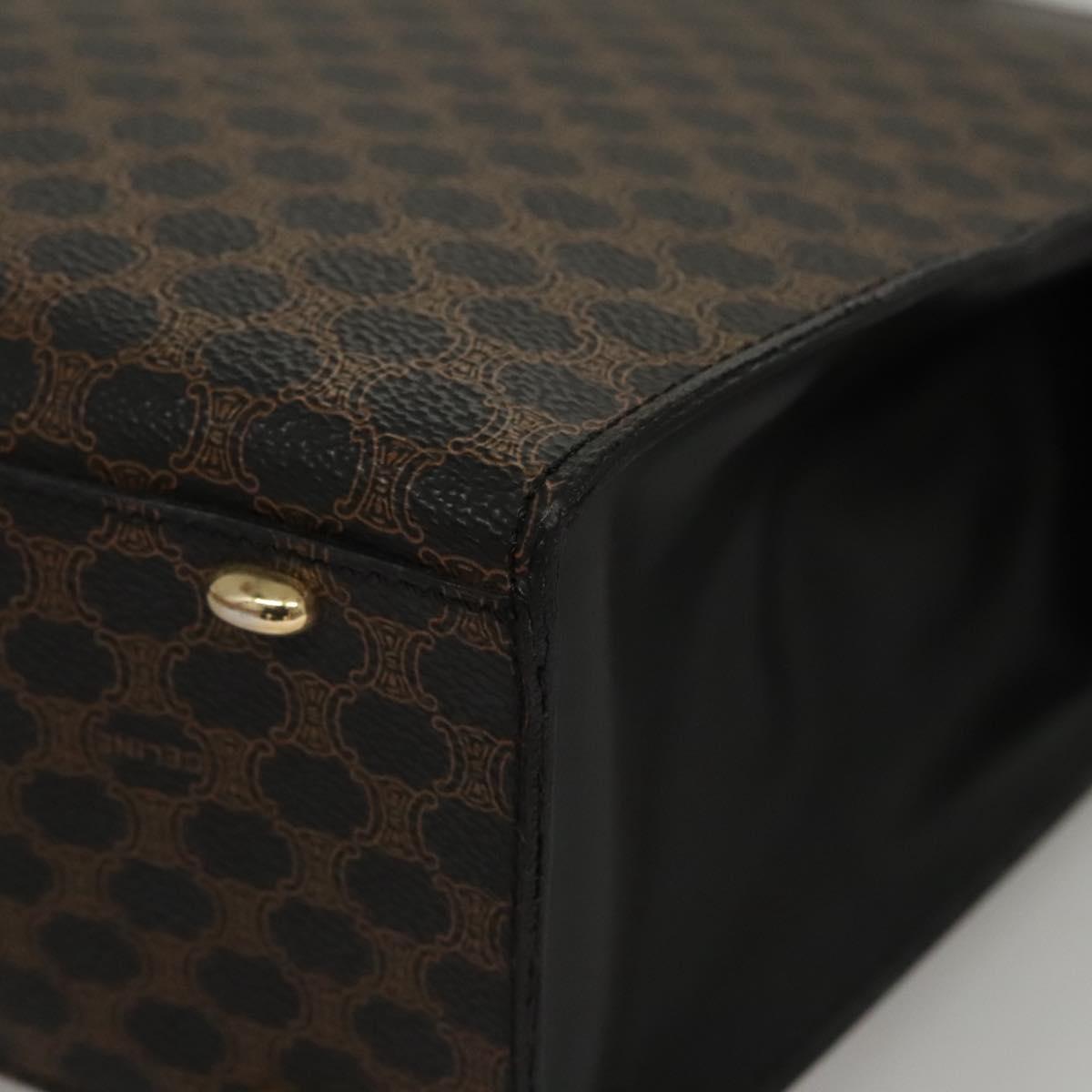 CELINE Macadam Canvas Hand Bag PVC Leather Brown Gold Auth 117630