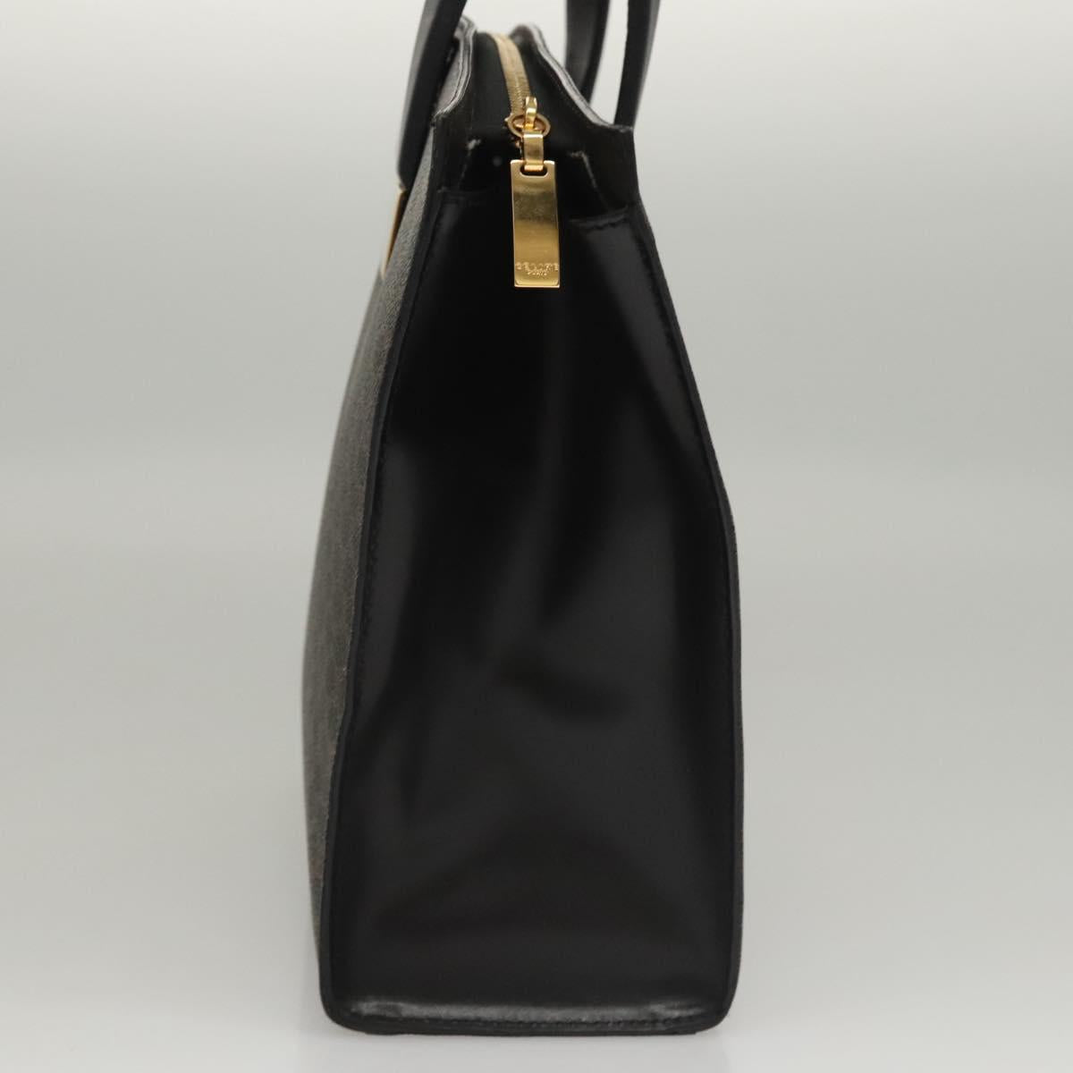 CELINE Macadam Canvas Hand Bag PVC Leather Brown Gold Auth 117630