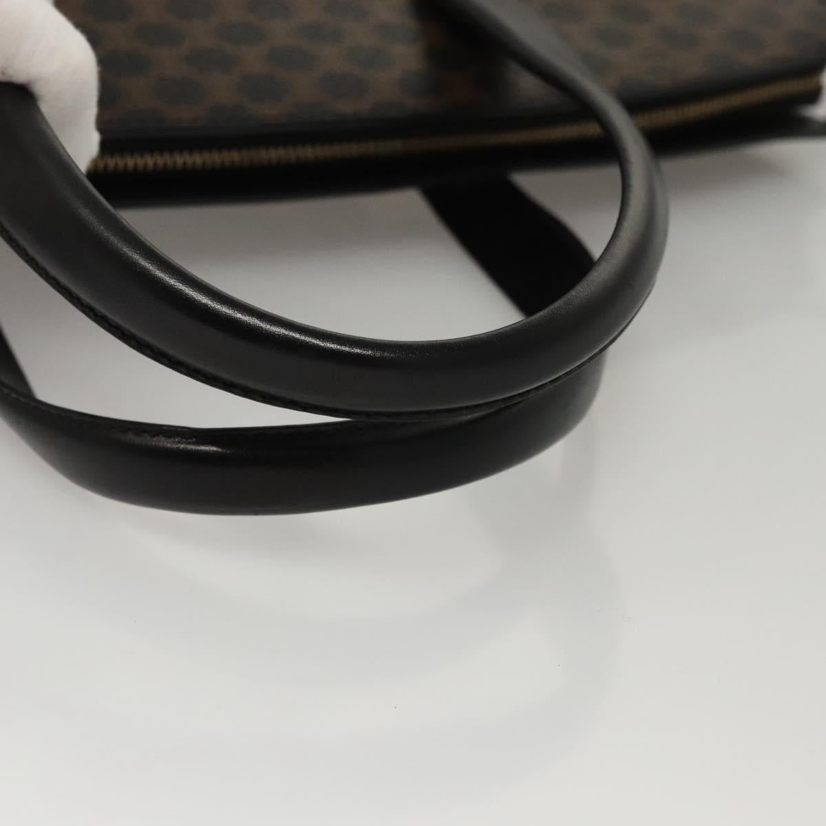 CELINE Macadam Canvas Hand Bag PVC Leather Brown Gold Auth 117630