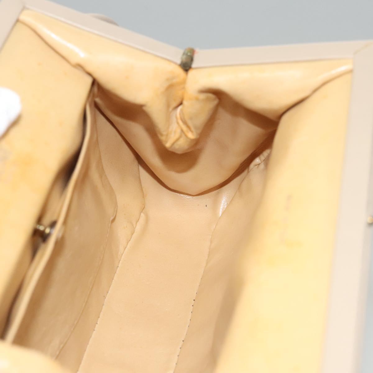 CELINE Hand Bag Leather Beige Auth 117663