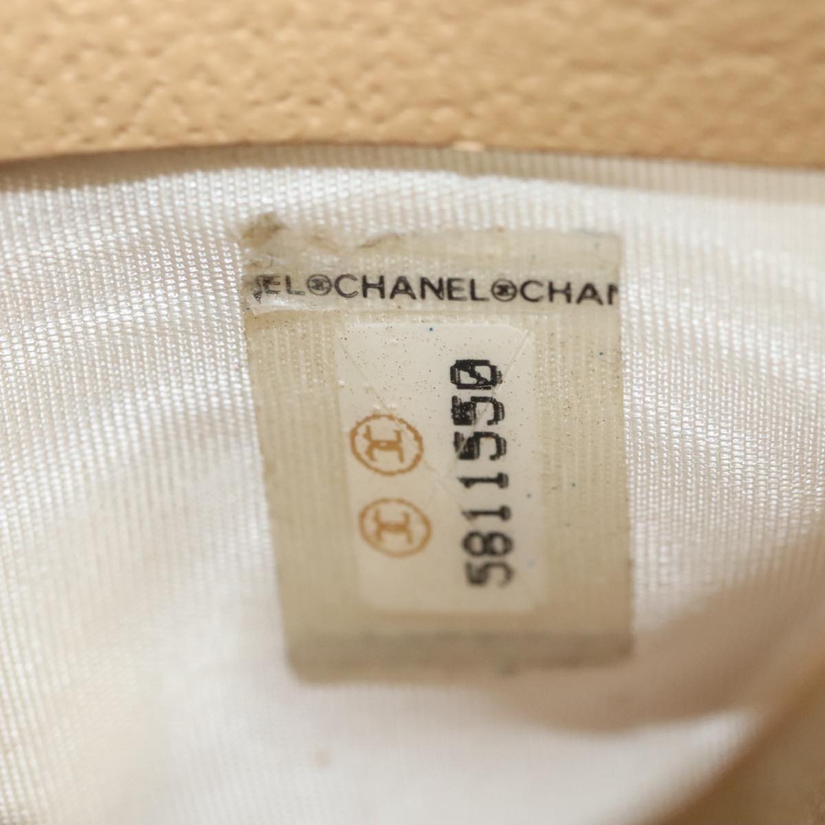 CHANEL COCO Mark Card Case Leather Beige CC Auth 117664