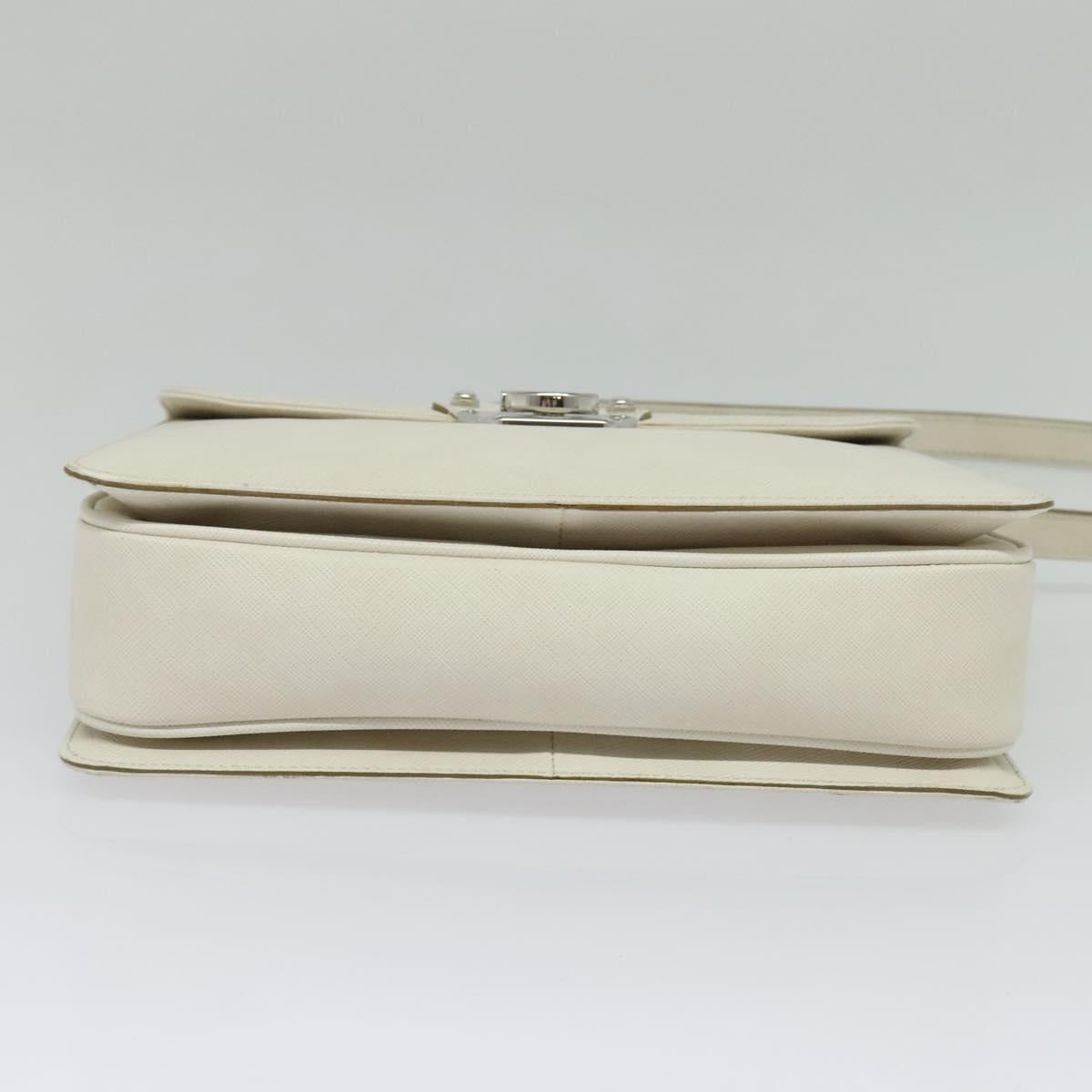 Salvatore Ferragamo Gancini Hand Bag Leather 2way White Silver Auth 117671