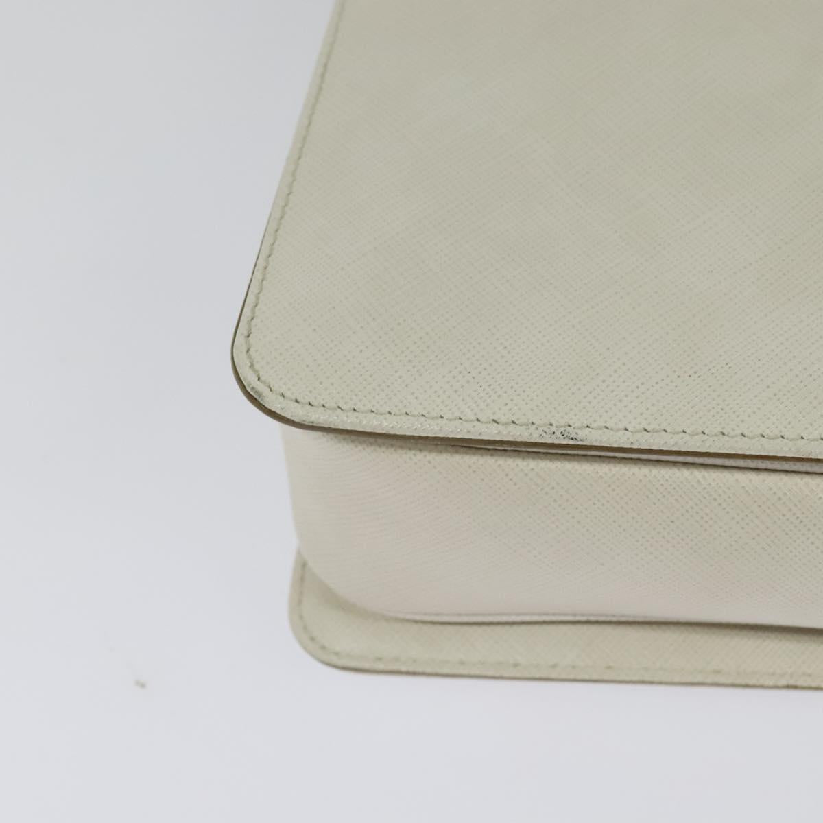 Salvatore Ferragamo Gancini Hand Bag Leather 2way White Silver Auth 117671